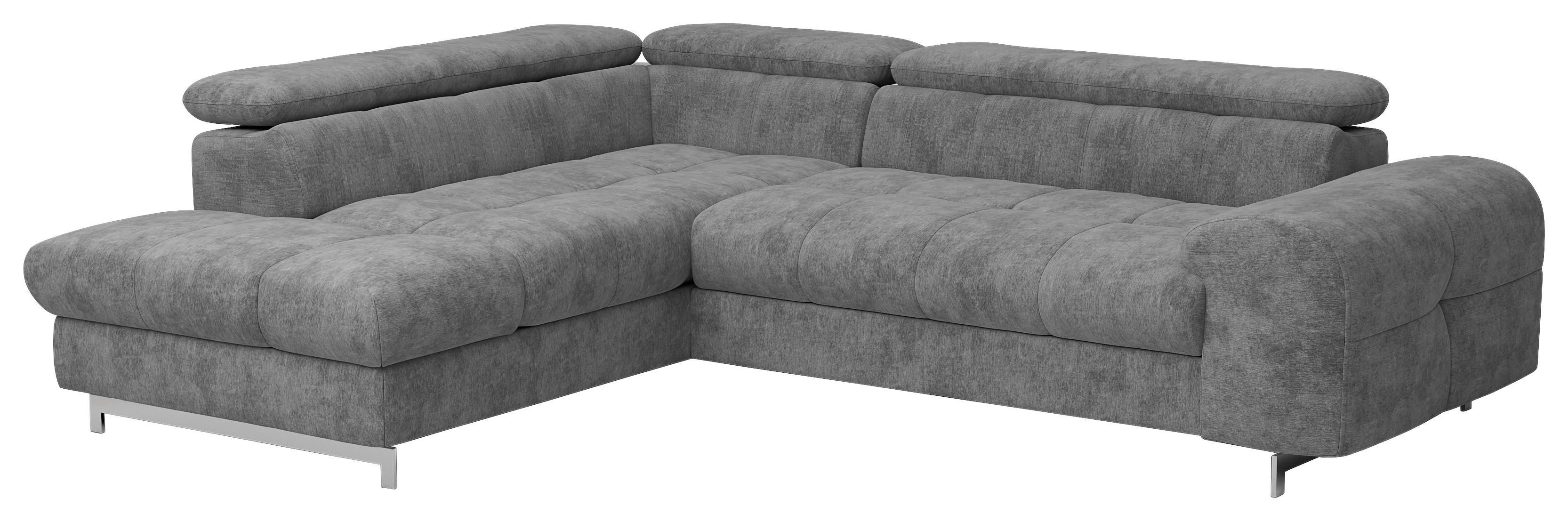 Ecksofa Mit Schlaffunktion Cloud + Hellgrau - Chromfarben/Grau, KONVENTIONELL, Textil (206/257cm) - Livetastic