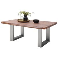 Couchtisch Holz Massiv Cartagena Walnuss/Edelstahlf. - Edelstahlfarben/Walnussfarben, MODERN, Holz/Metall (110/45/70cm)