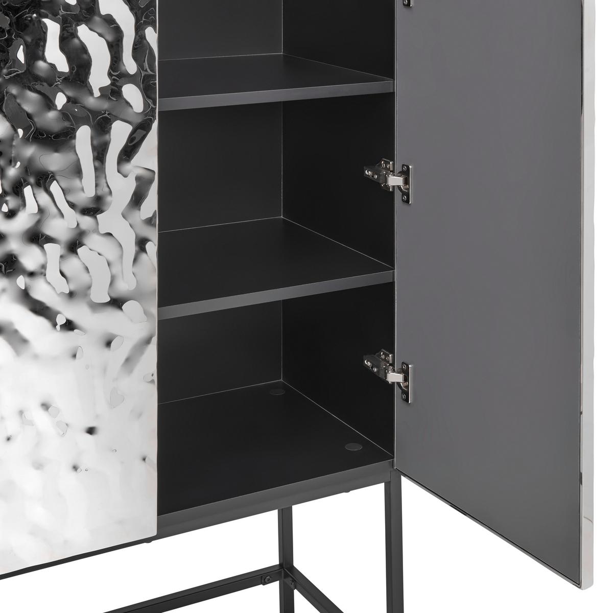 VYSOKÁ KOMODA MARLENE - čierna/farba ušľachtilej ocele, Design, kov/kompozitné drevo (80/140/40cm) - Mömax