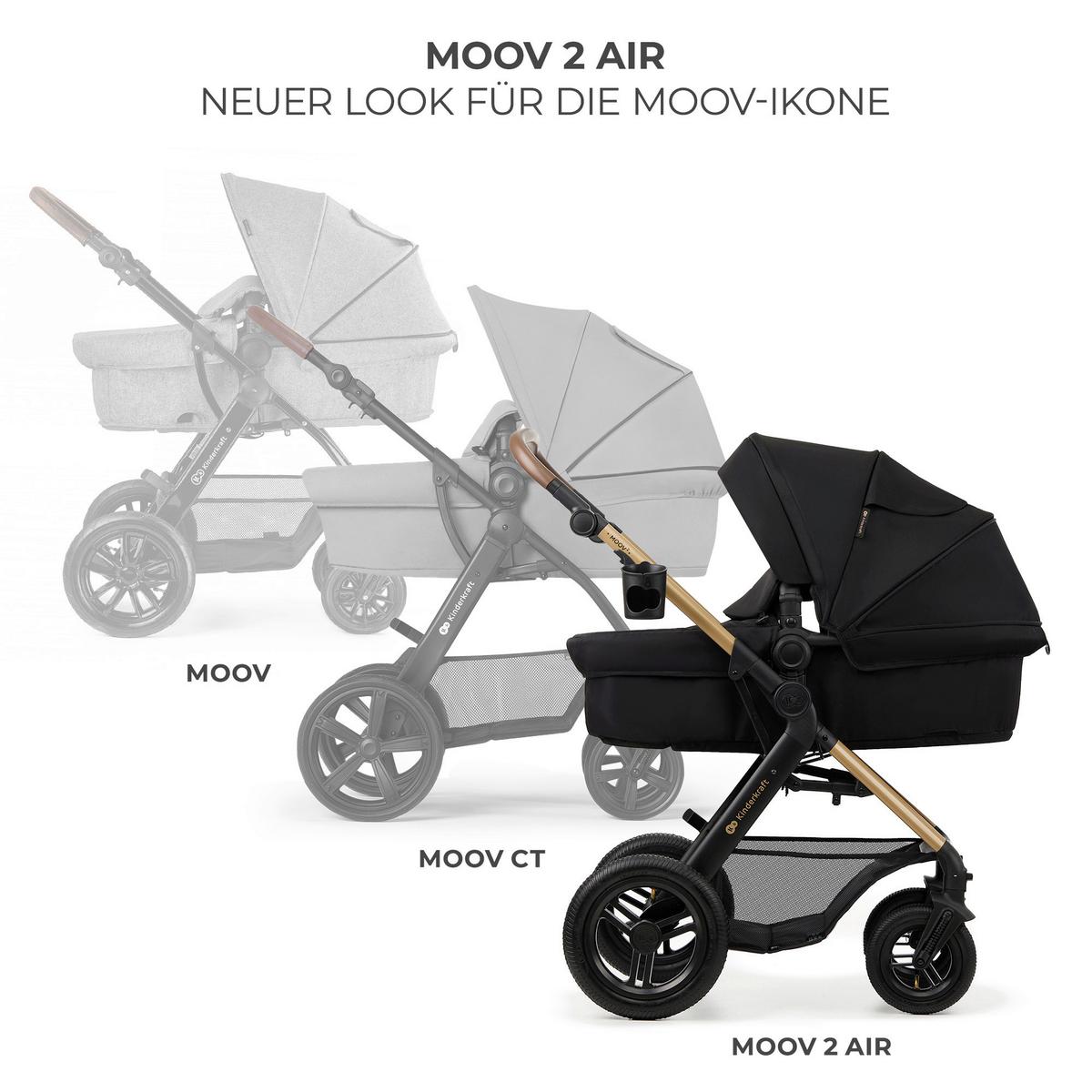 Kinderwagenset schwarz/gold 7tlg. - Goldfarben/Schwarz, Basics, Textil/Metall (86,5/60/106cm) - Kinderkraft