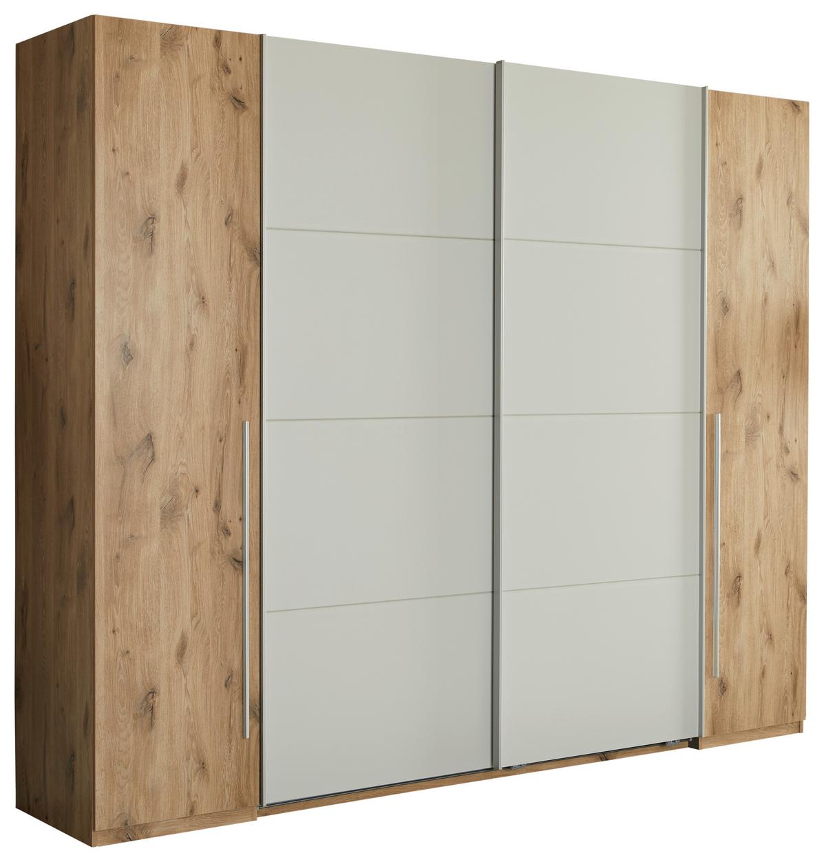 Schwebetürenschrank B: 266,9 Cm Match Oak Dekor - Eichefarben/Hellgrau, MODERN, Holzwerkstoff (266,9/225,5/60,3cm)