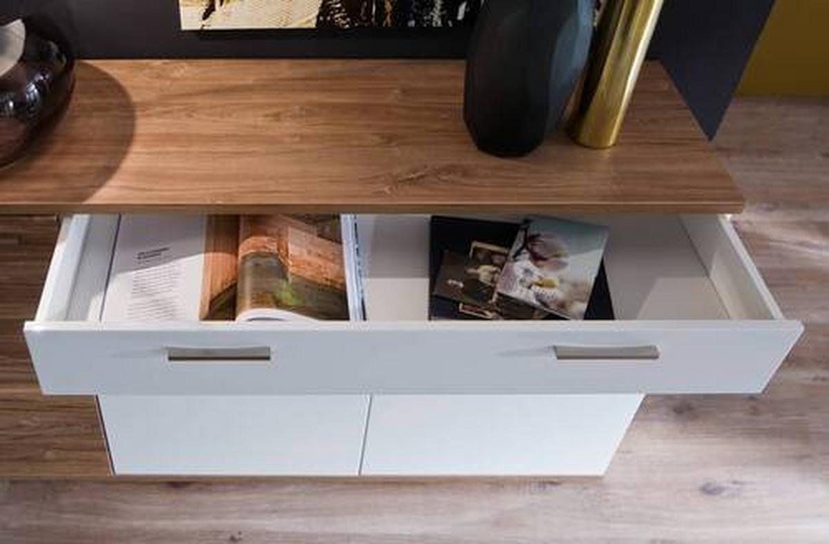 Sideboard 180 cm Luzern Weiß/Eichefarben - Eichefarben/Weiß, Design, Holzwerkstoff (180/86/43cm) - Livetastic