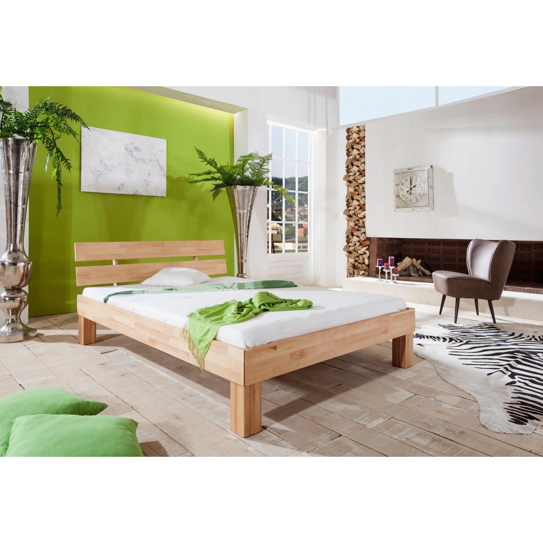 Futonbett mit Kopfteil in Buche massiv geölt