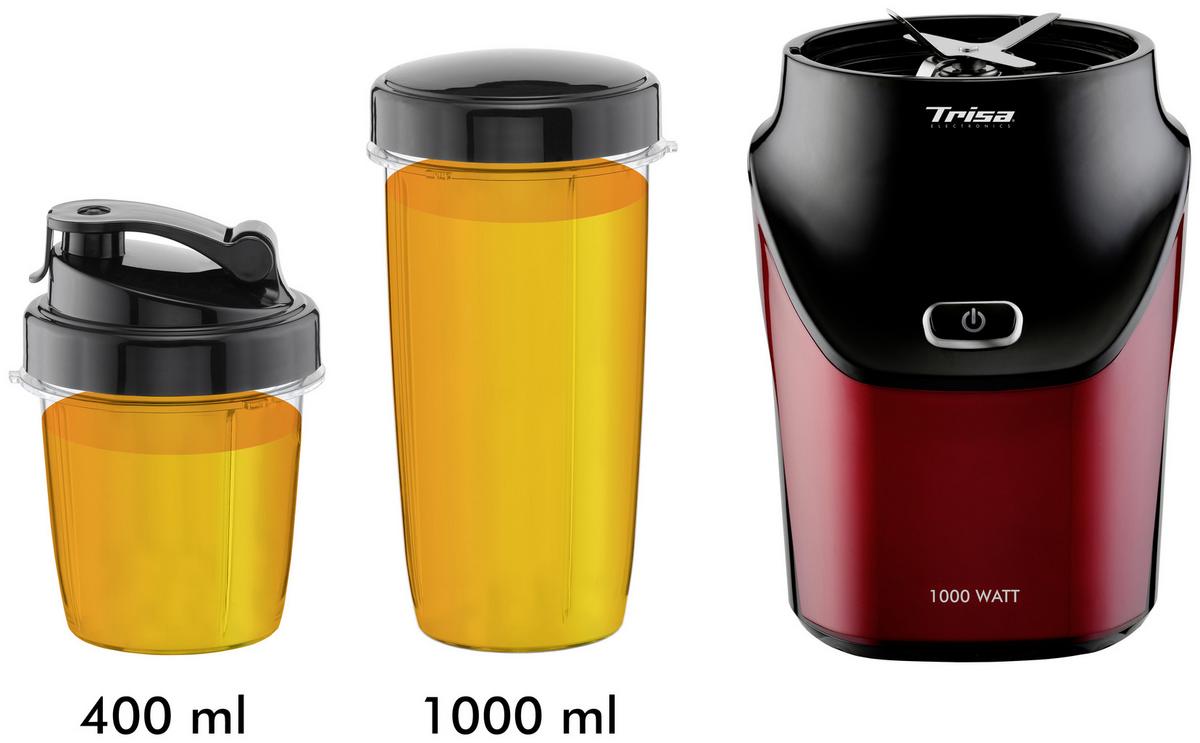 Smoothie Maker Energy Boost Rot/schwarz 1000 W, Mit Becher - Rot/Schwarz, MODERN, Kunststoff (16/18/20,5cm) - Trisa Electronics