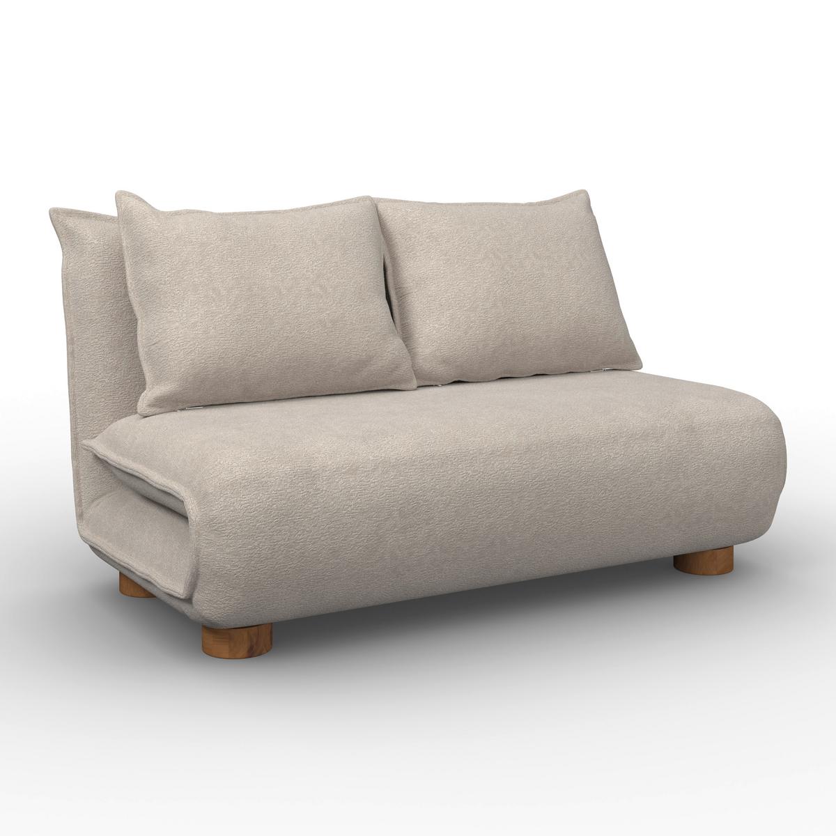 Rozkladacia pohovka BELLA, béžová, max. 240 kg - prírodná farba/béžová, Modern, kov/drevo (141/76/63cm) - Bessagi Home