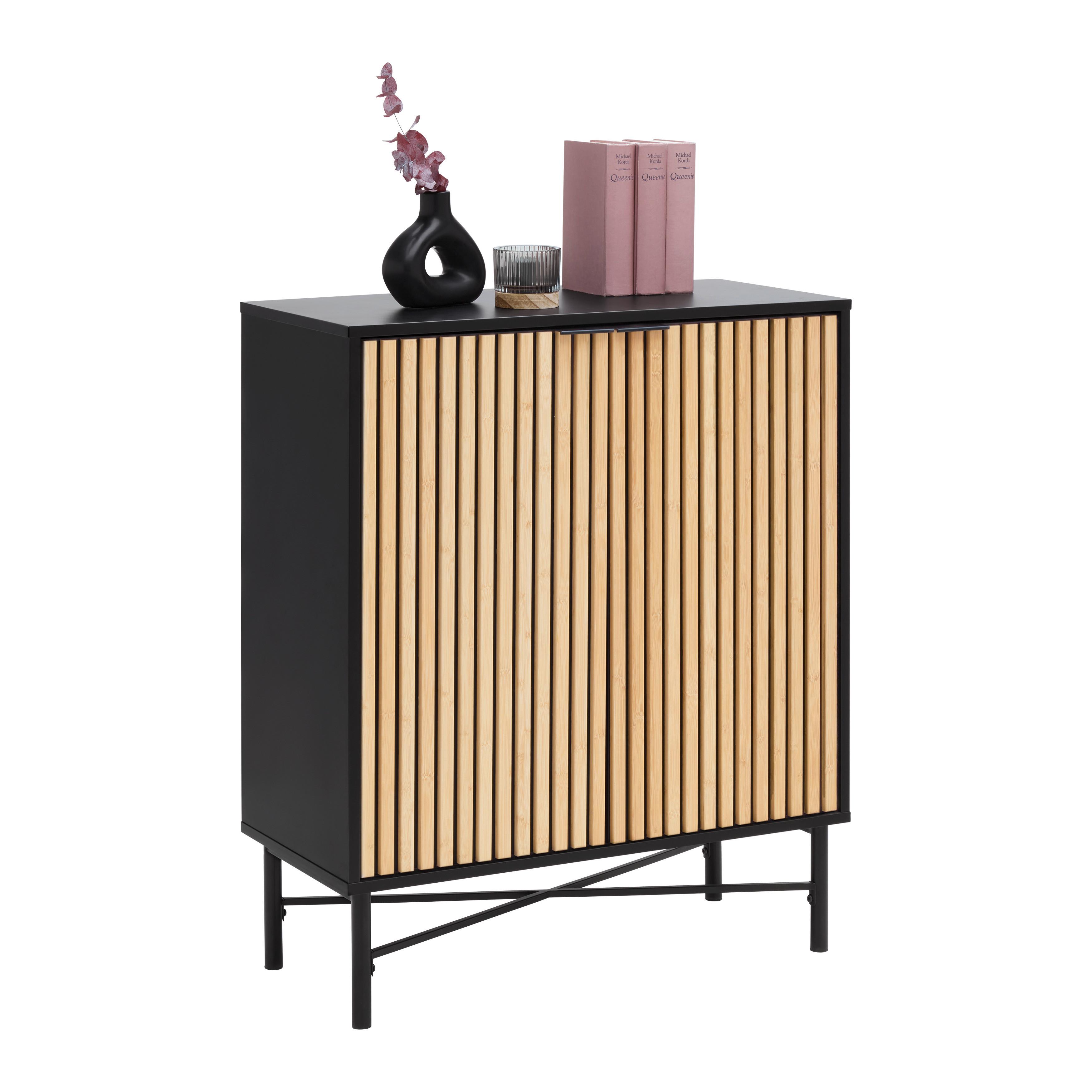 KOMODA MADRID -EXKLUSIV- - čierna/prírodná farba, Modern, kov/drevo (76/90/35cm) - Mömax