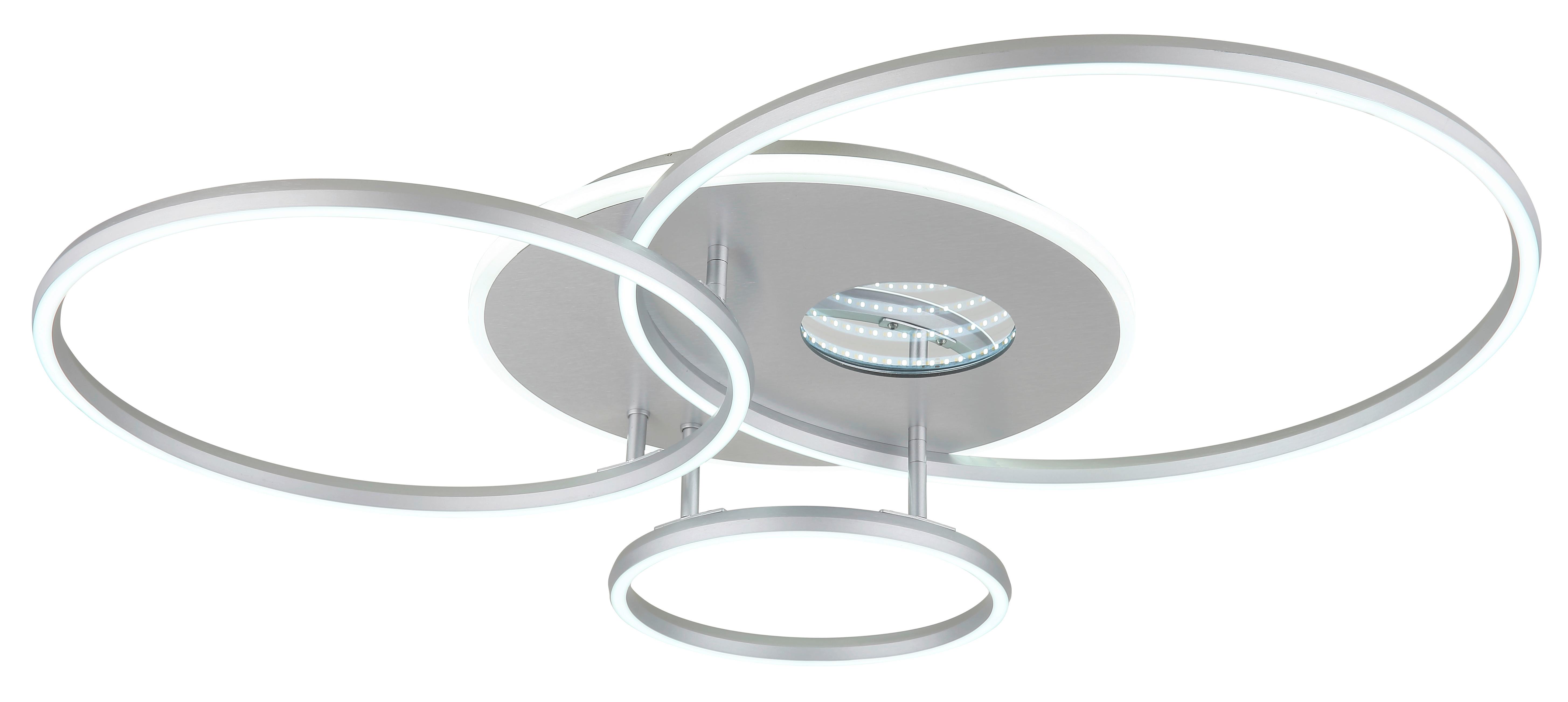 LED-Deckenleuchte Memory-Funktion - Silberfarben/Weiß, Design, Kunststoff/Metall (90/70/13cm) - Globo