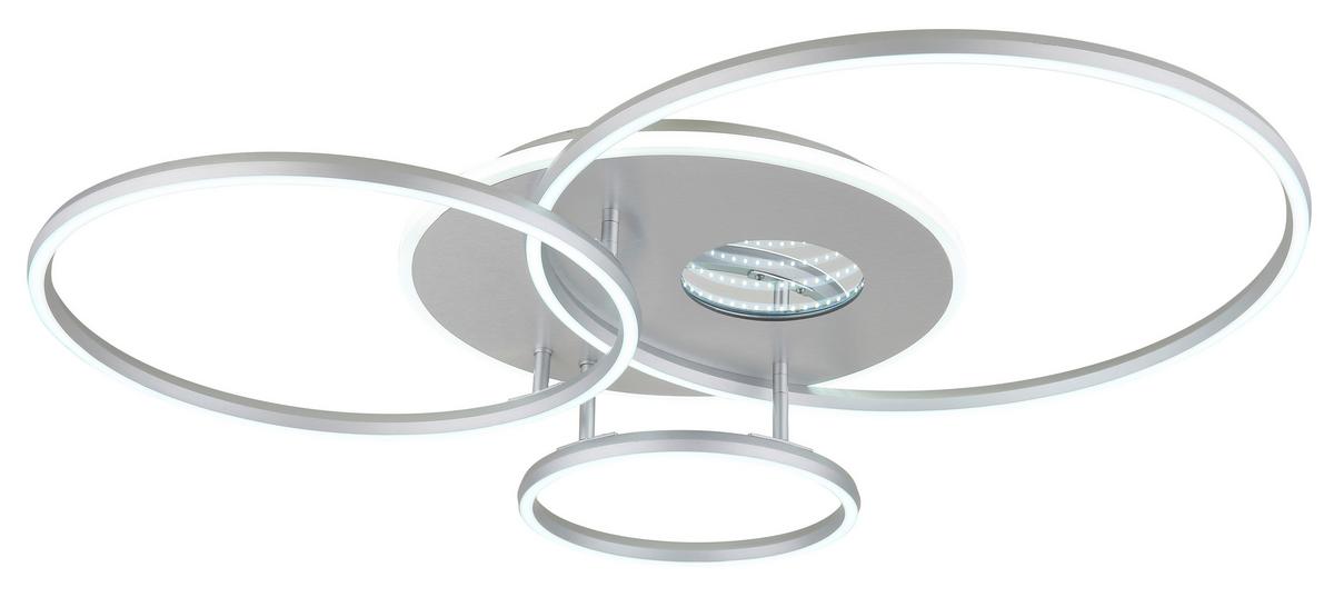 LED-Deckenleuchte Memory-Funktion - Silberfarben/Weiß, Design, Kunststoff/Metall (90/70/13cm) - Globo