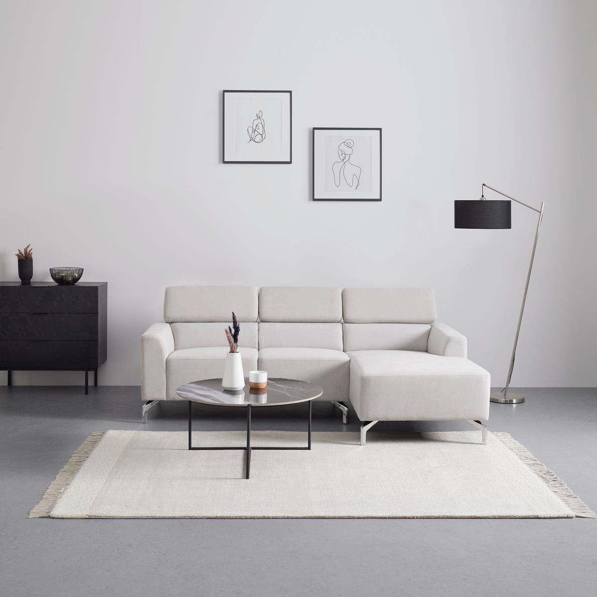 Rohová sedacia súprava FILOU, béžová - svetlosivá, Modern, drevo/textil (211/82/146cm) - Bessagi Home