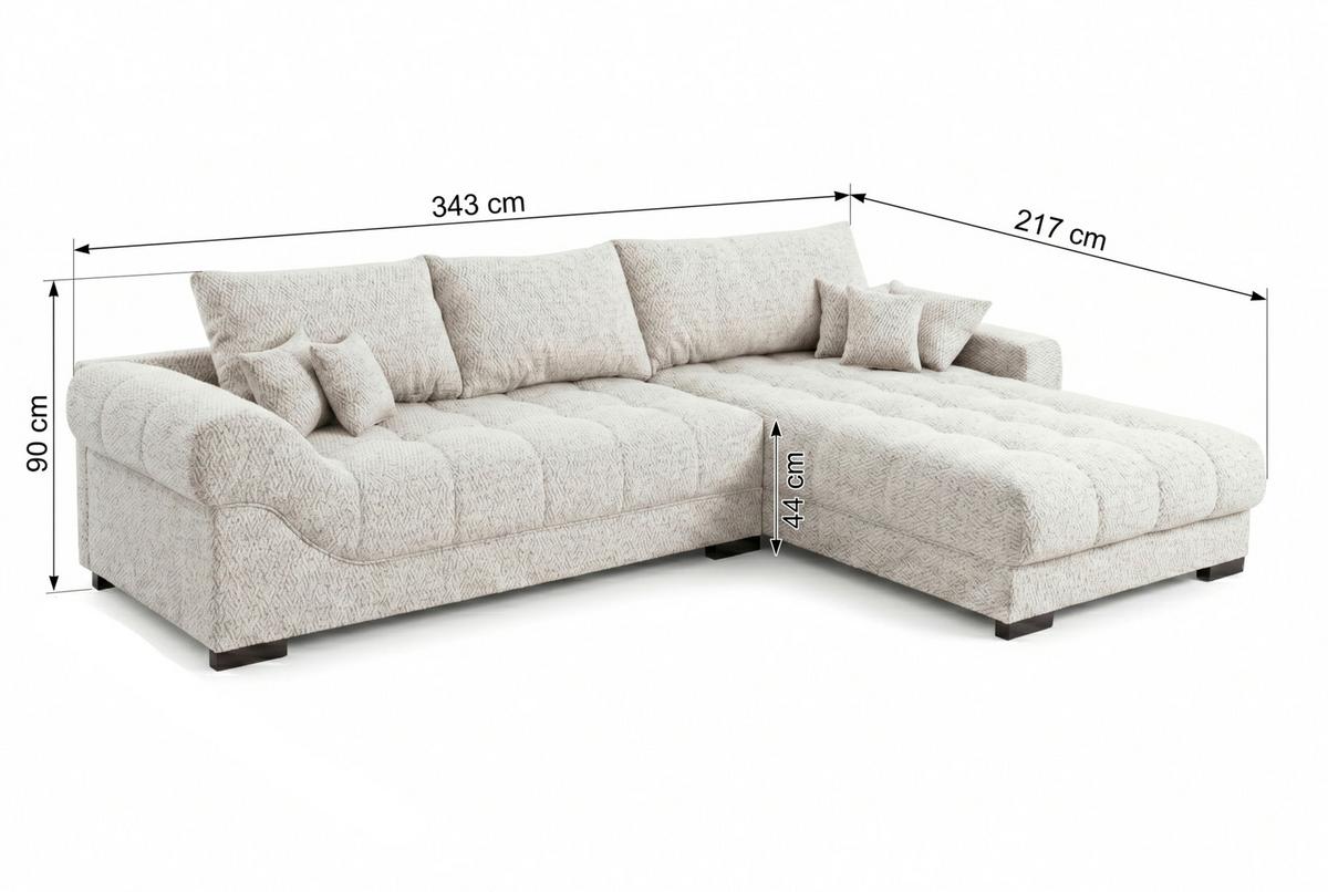 Boxspringová pohovka EMIL, obojstranná, krémová - čierna/krémová, Romantik / Landhaus, drevo/kompozitné drevo (343/217cm)
