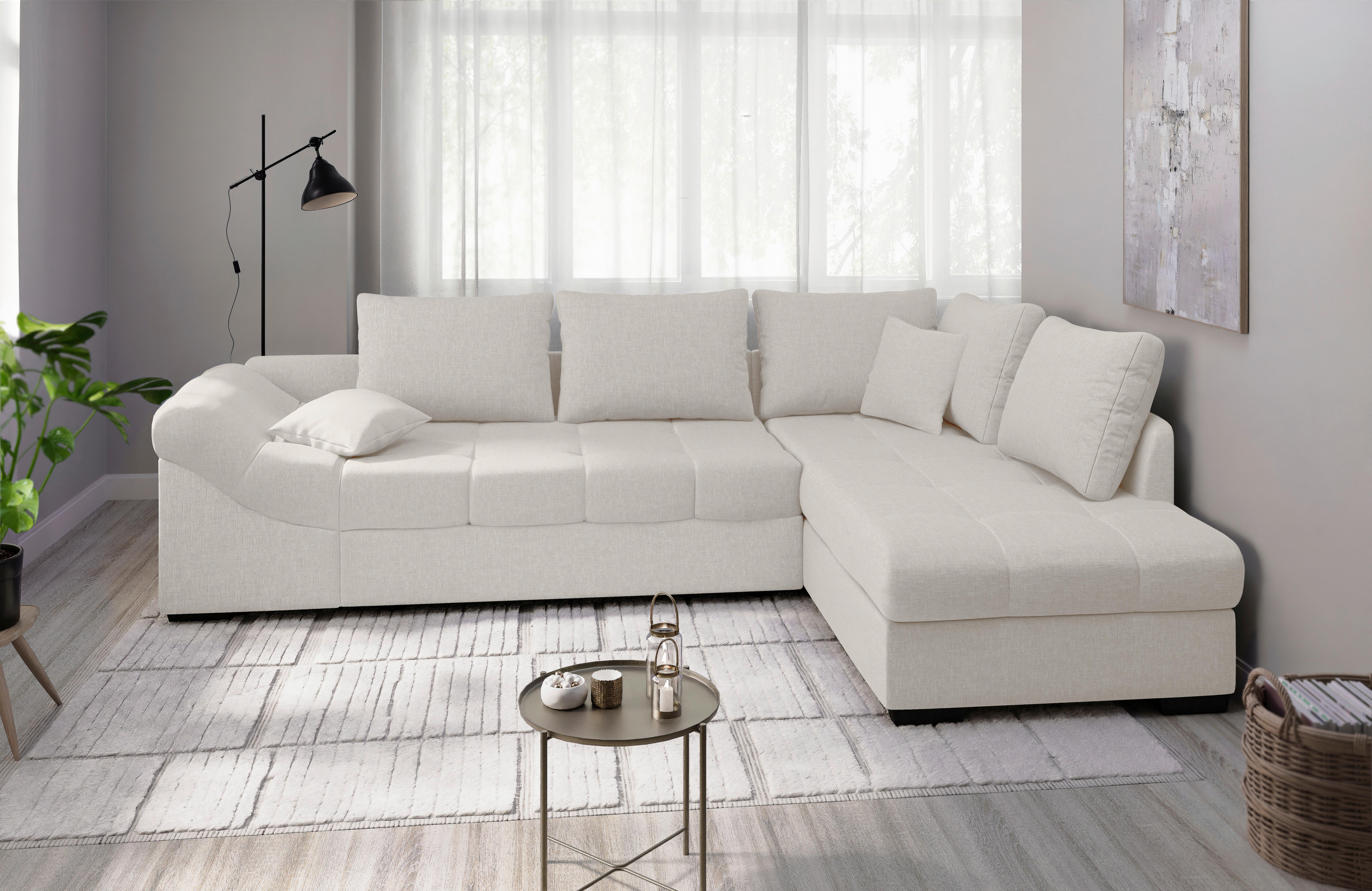 Eckschlafsofa Alvito Weiß S: 298x202 Cm - Schwarz/Weiß, MODERN, Textil (298/202cm) - MID.YOU