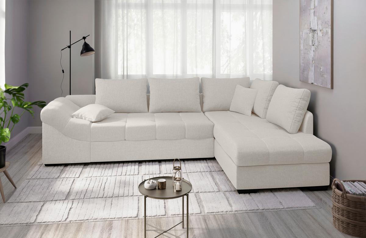 Eckschlafsofa Alvito Weiß S: 298x202 Cm - Schwarz/Weiß, MODERN, Textil (298/202cm) - MID.YOU