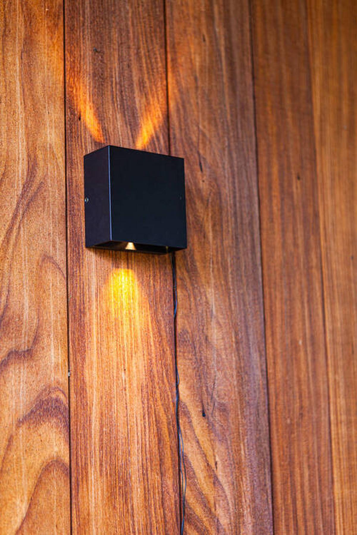 Außenwandleuchte Gemini Beams 10w Aluminium, Wandmontage - Schwarz, Basics, Metall (11/11/6cm)