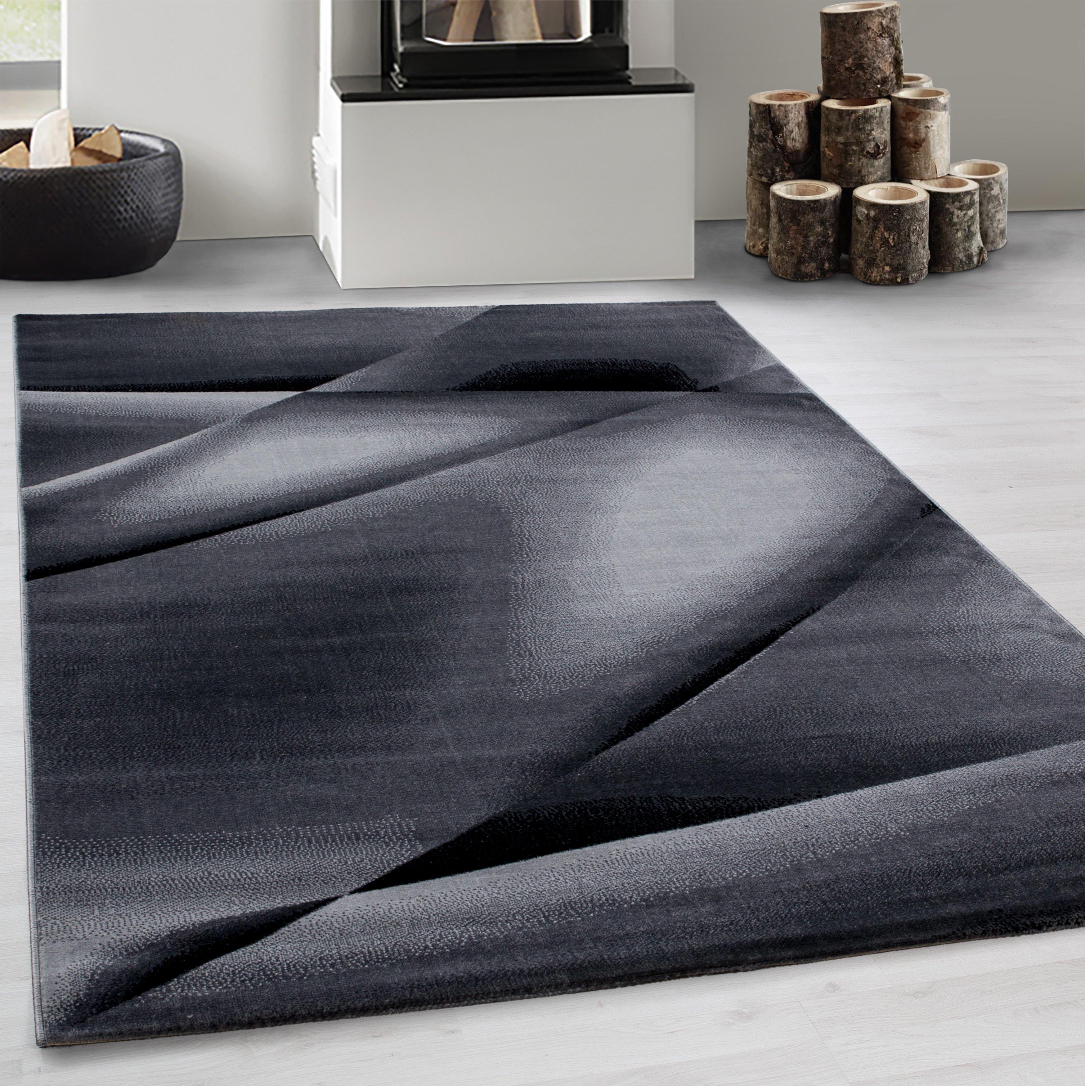 Teppich Läufer Schwarz Miami 80x300 cm - Schwarz, Trend, Textil (80/300cm)