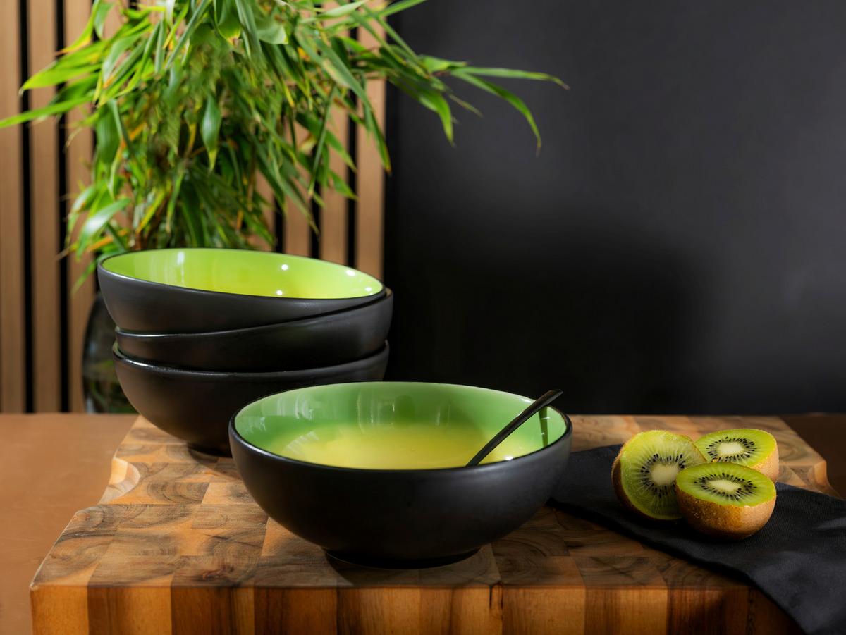 SCHÜSSELSET 24928 HOT GREEN SMOOTHIE BOWL - Hellgelb/Schwarz, Basics, Keramik (16,5/6cm) - Creatable