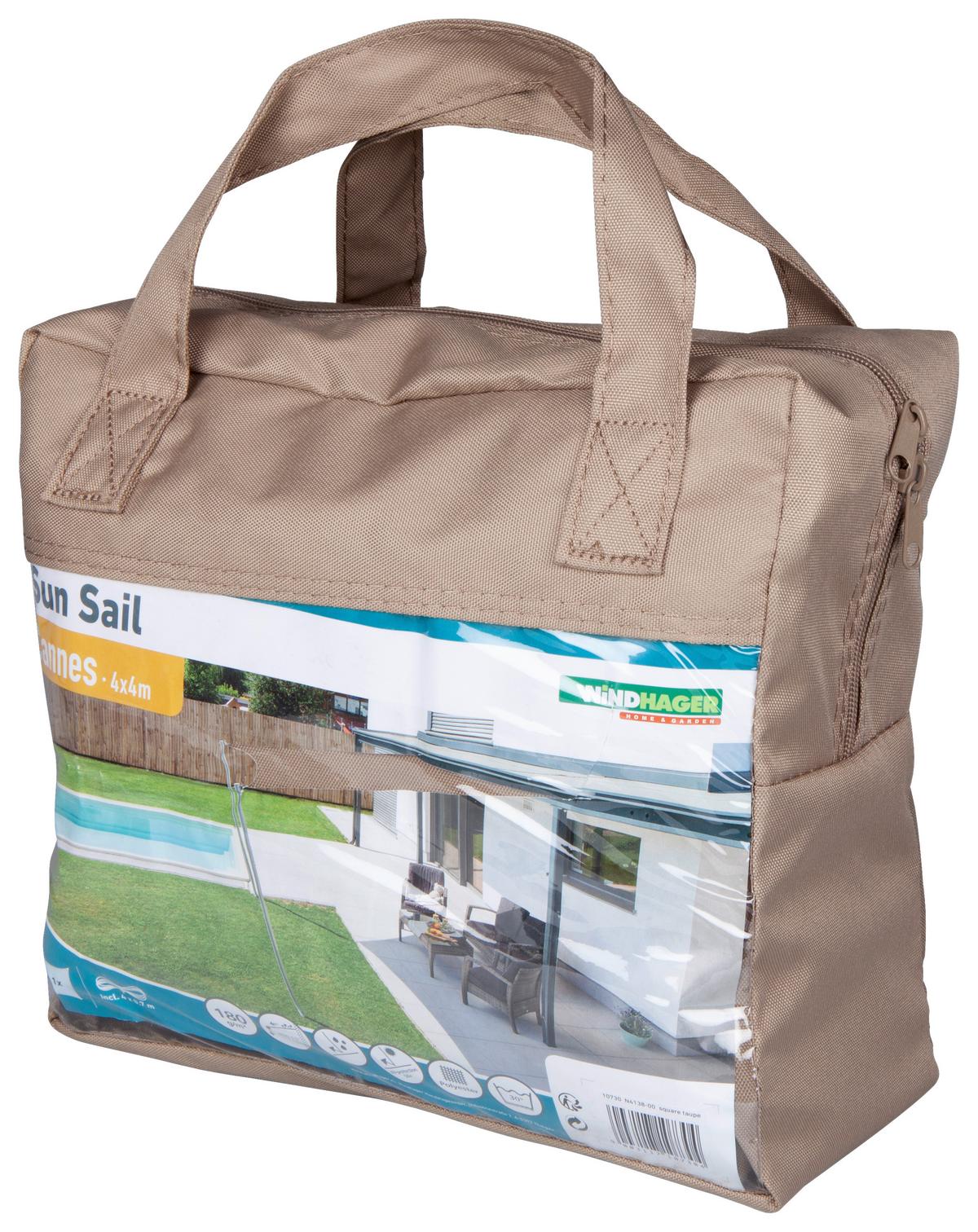 Sonnensegel Quadrat 4x4 M - Taupe, Basics, Kunststoff (400/400cm)