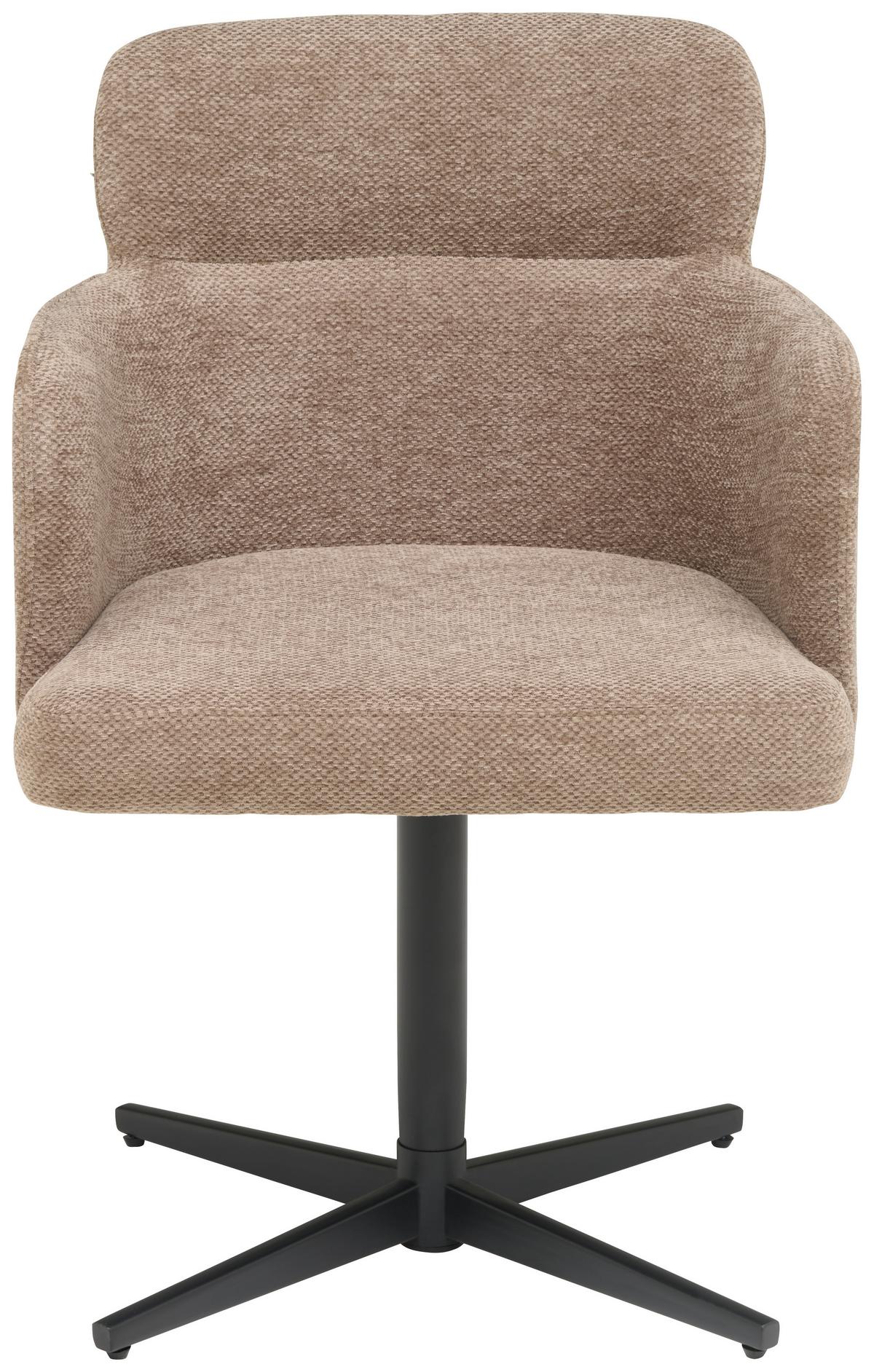 Armlehnstuhl Matteo Webstoff Braun, B: 58,5 cm - Schwarz/Braun, KONVENTIONELL, Holz/Textil (58,5/85/63cm) - Livetastic