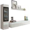 Wohnkombination 3-Tlg. mit Led Vera Weiß Hochglanz - Weiß Hochglanz/Weiß, LIFESTYLE, Glas/Holzwerkstoff (210/130/33cm) - P & B