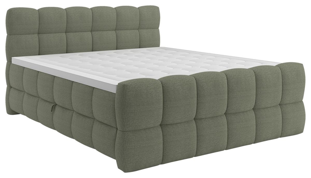 BOXSPRINGBETT inkl. Bettkasten 160x200 - Schwarz/Grün, Trend, Holz/Holzwerkstoff (160/200cm) - Sembella