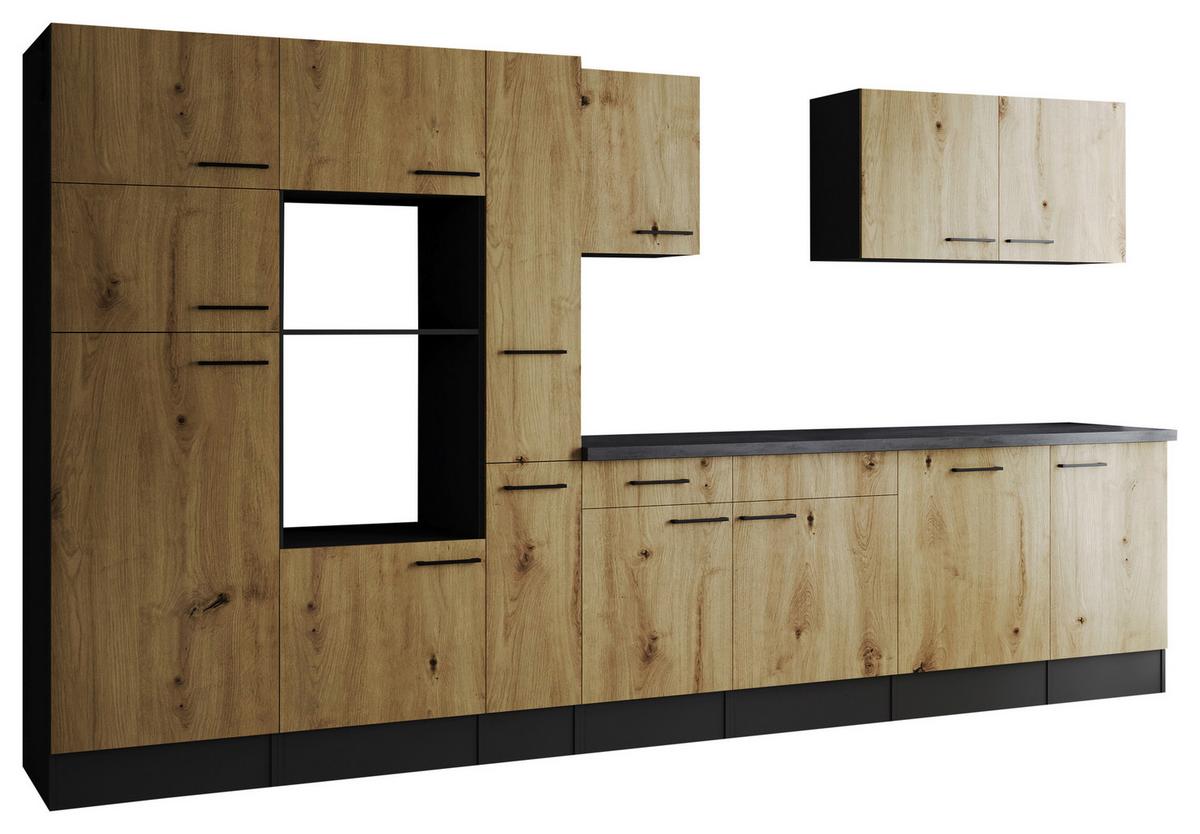 Küchenleerblock Oliver Artisan Dekor B: 370 Cm - Eiche Artisan/Grau, Design, Holzwerkstoff (370cm) - Respekta