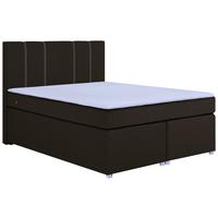 Boxspringbett Malta Mit Topper Braun, 140x200 Cm - Chromfarben/Schwarz, Basics, Holzwerkstoff/Textil (140/200cm) - P & B