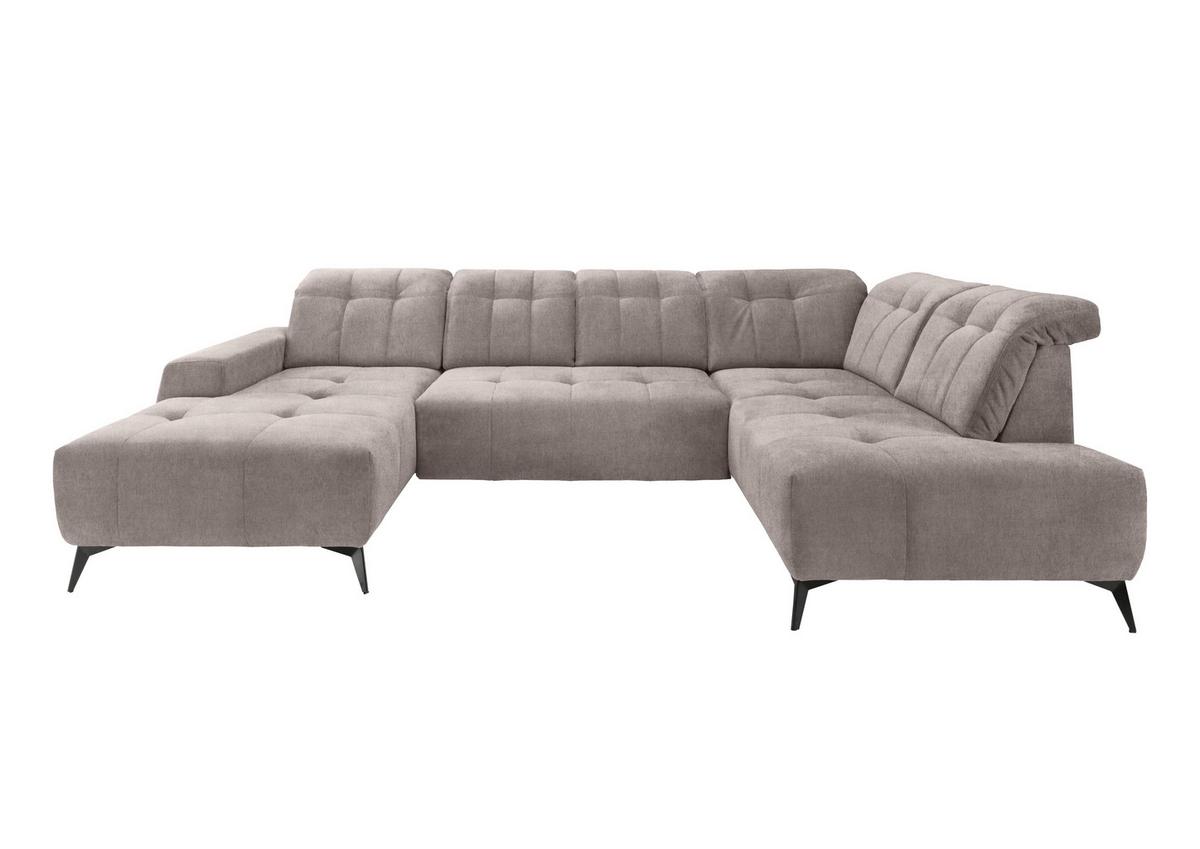 Ecksofa, Sitzvorzug Elektrisch Sano, Taupe, 180x337x200 cm - Taupe/Schwarz, MODERN, Textil (180/337/200cm) - Livetastic