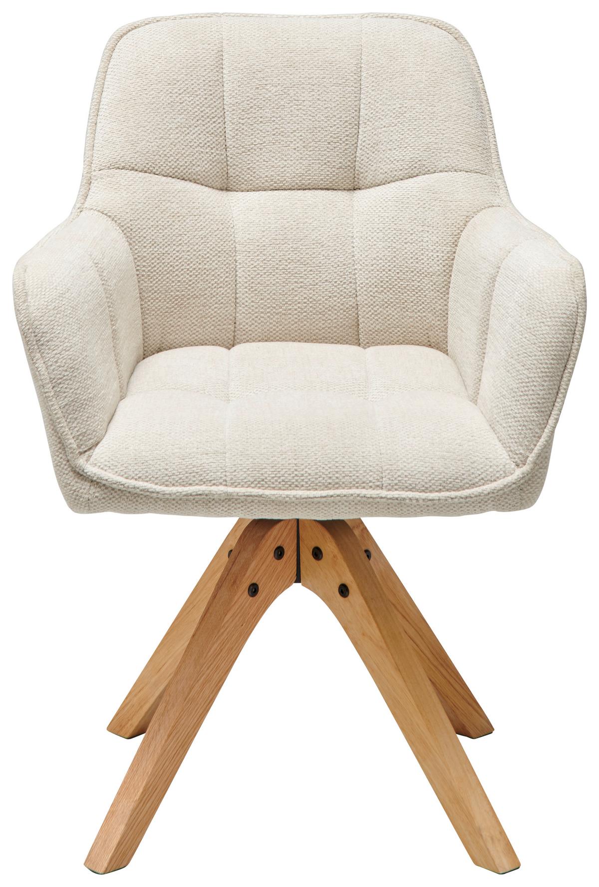 Armlehnstuhl Kerry Beige B: 63 cm - Eichefarben/Beige, LIFESTYLE, Holz/Textil (63/83/61cm) - MID.YOU