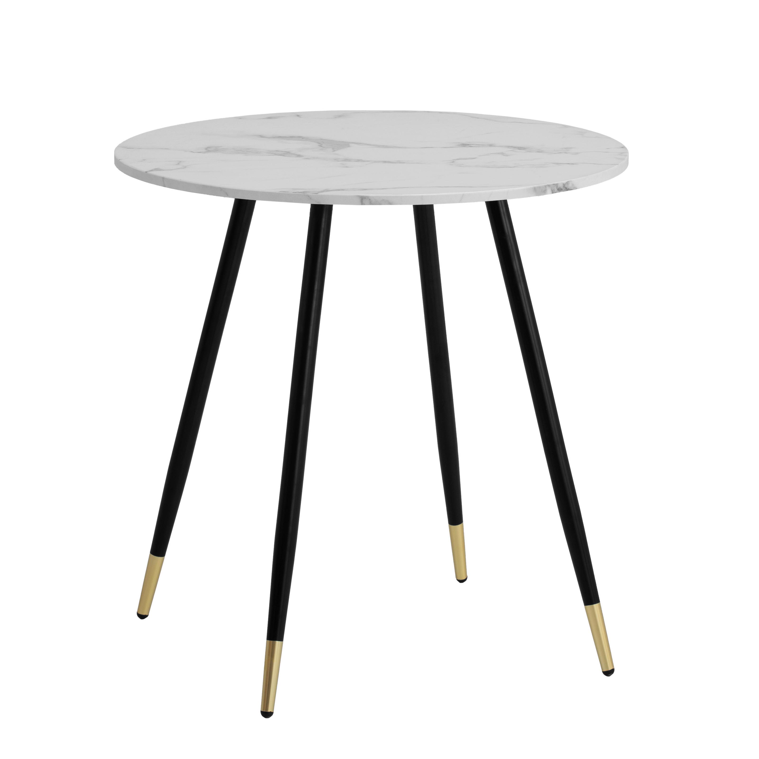 Esstisch Weiß L: 75 cm - Goldfarben/Schwarz, Design, Holzwerkstoff/Metall (75/75/76cm) - Livetastic
