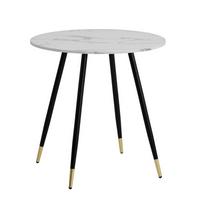 Esstisch Weiß L: 75 Cm - Goldfarben/Schwarz, Design, Holzwerkstoff/Metall (75/76cm) - Livetastic