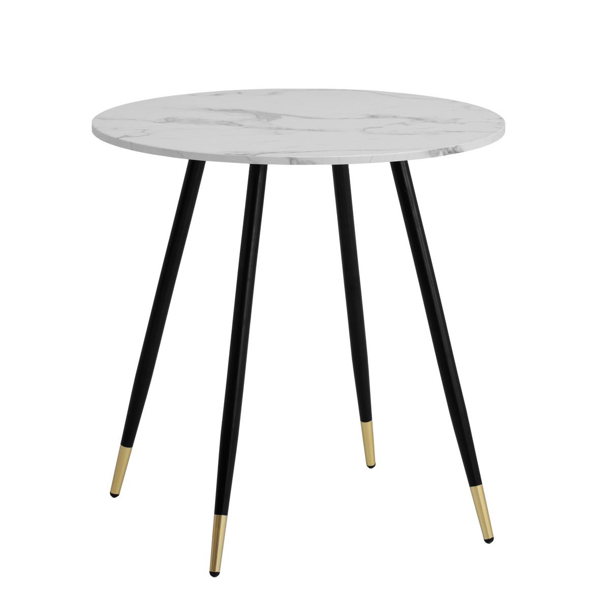 Esstisch Weiß L: 75 Cm - Goldfarben/Schwarz, Design, Holzwerkstoff/Metall (75/76cm) - Livetastic