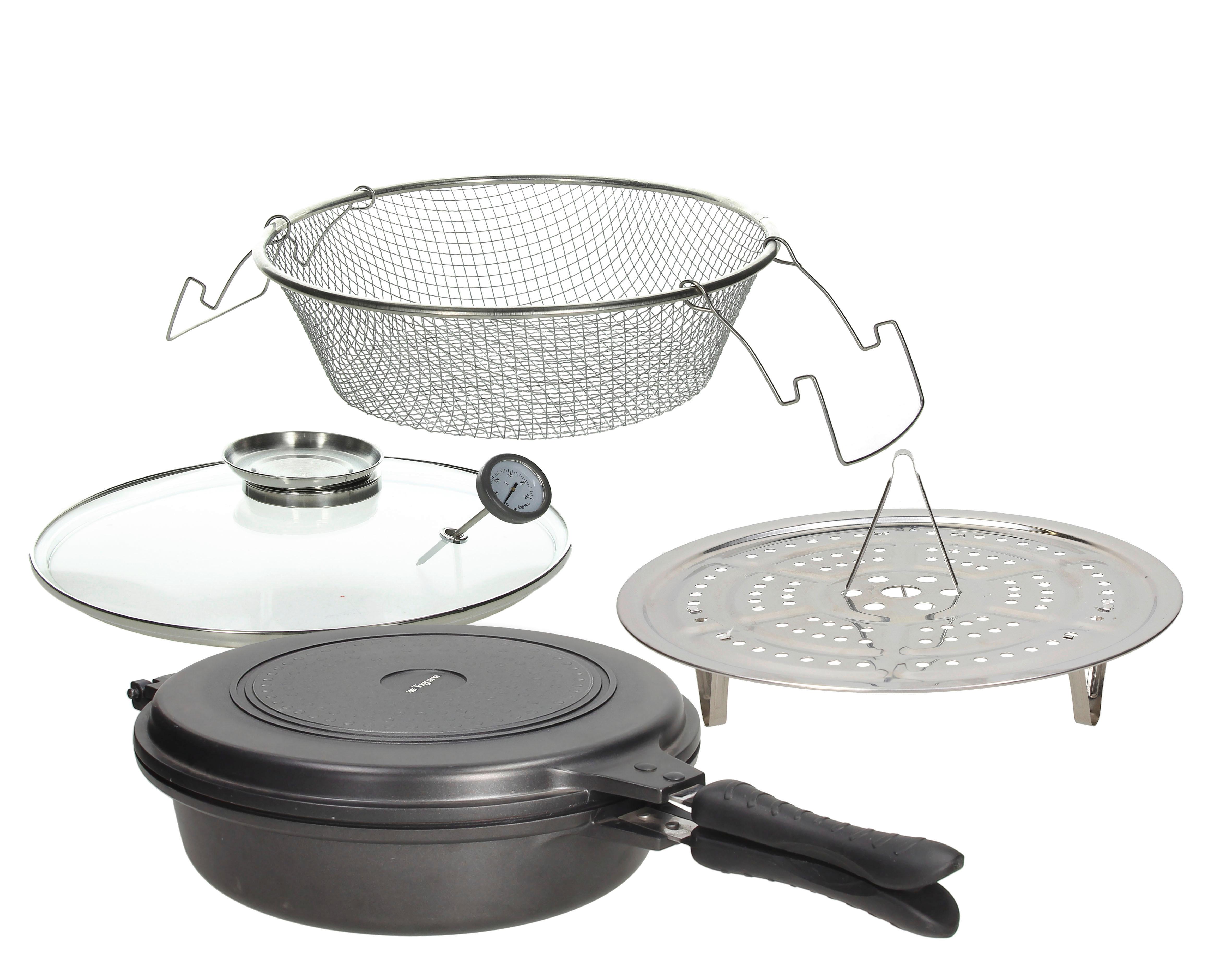 Wendepfanne Sphera Xl Dunkelgrau B: 33 Cm - Dunkelgrau/Transparent, Basics, Glas/Metall (33/12/50cm) - Tognana