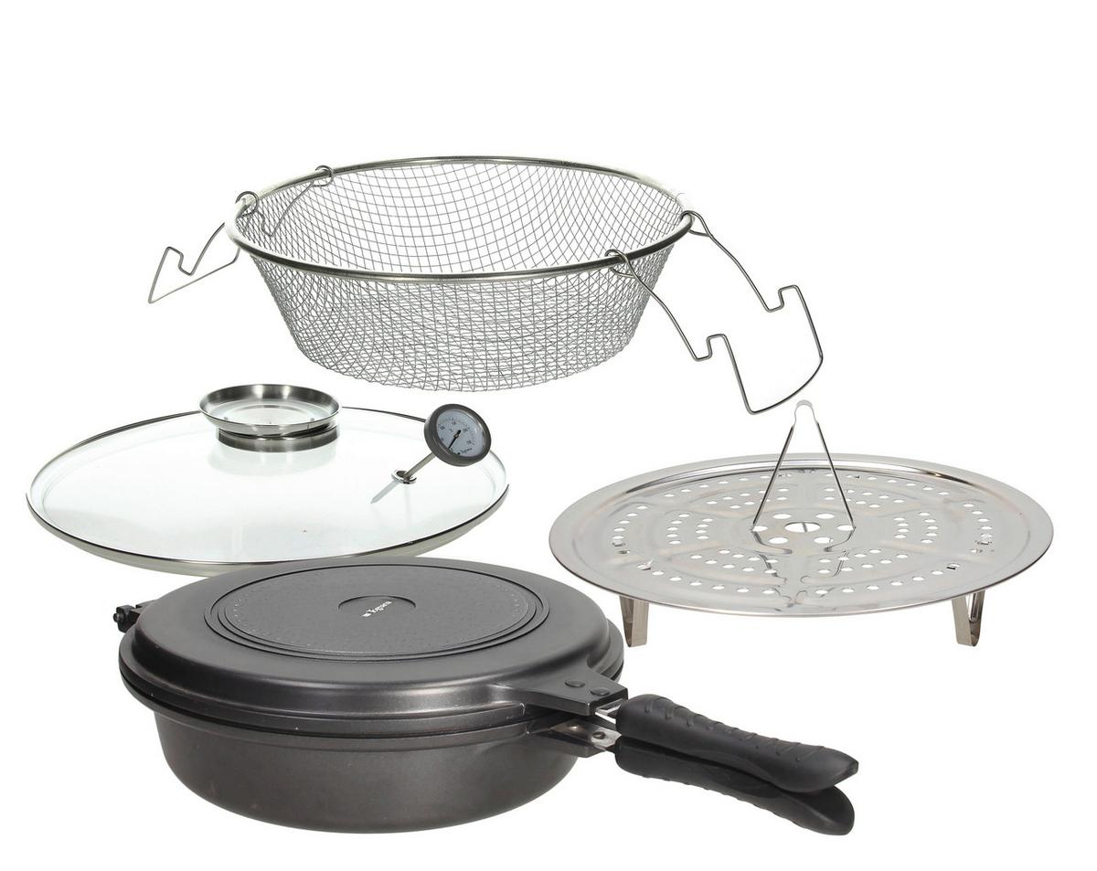 Wendepfanne Sphera XL Dunkelgrau B: 33 cm - Dunkelgrau/Transparent, Basics, Glas/Metall (33/12/50cm) - Tognana