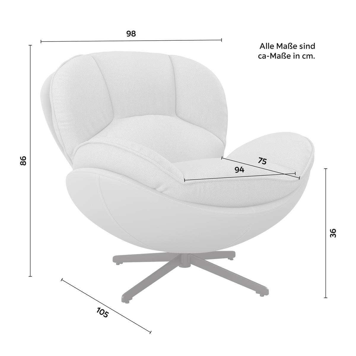 Relaxační křeslo INA, bílá,béžová, vzhled kůže - bílá/černá, Moderní, kov/textil (98/86/105cm) - Bessagi Home