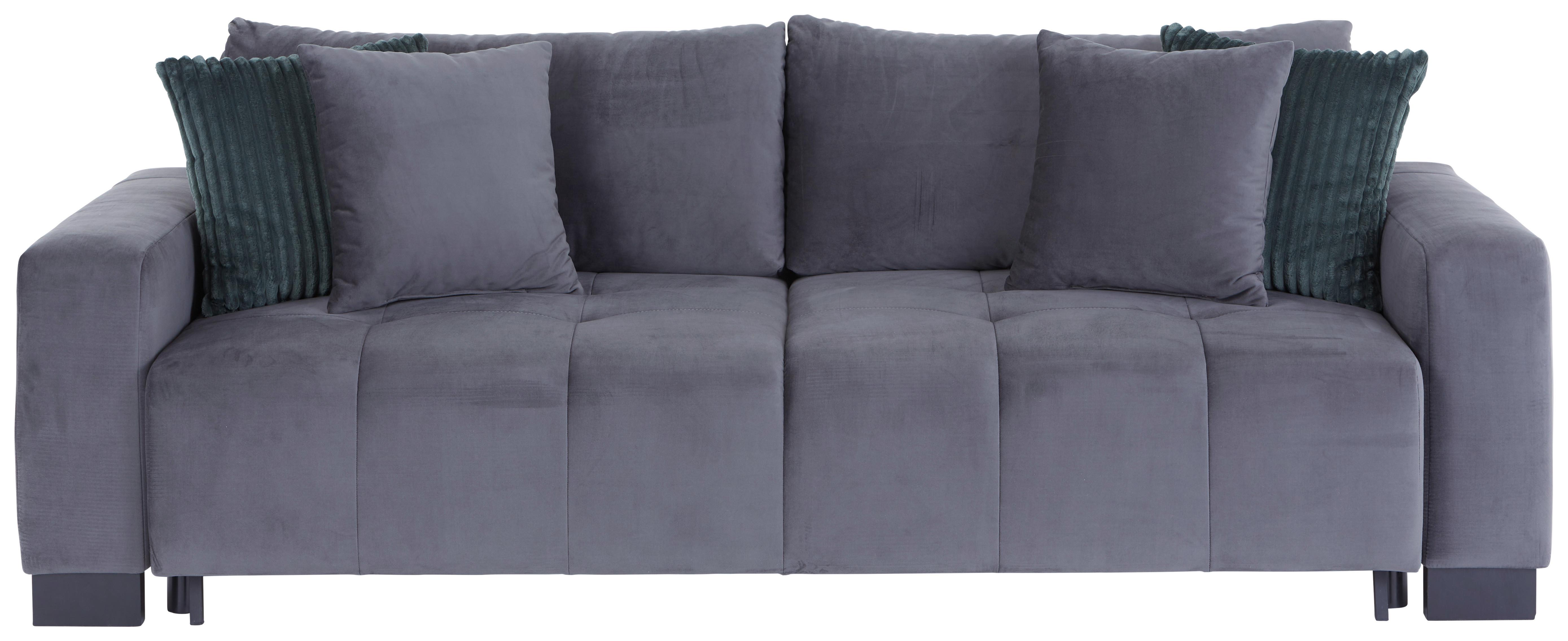 Pohovka BETA NEW LUX 3DL tmavě šedý/tmavě zelený samet - černá/tmavě šedá, Moderní, kov/dřevo (238/88/119cm)