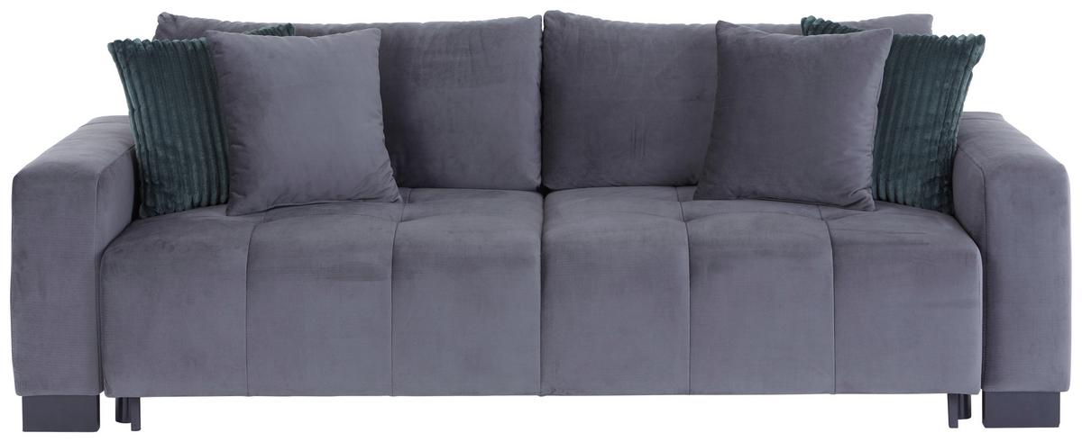 Pohovka BETA NEW LUX 3DL tmavě šedý/tmavě zelený samet - černá/tmavě šedá, Moderní, kov/dřevo (238/88/119cm)