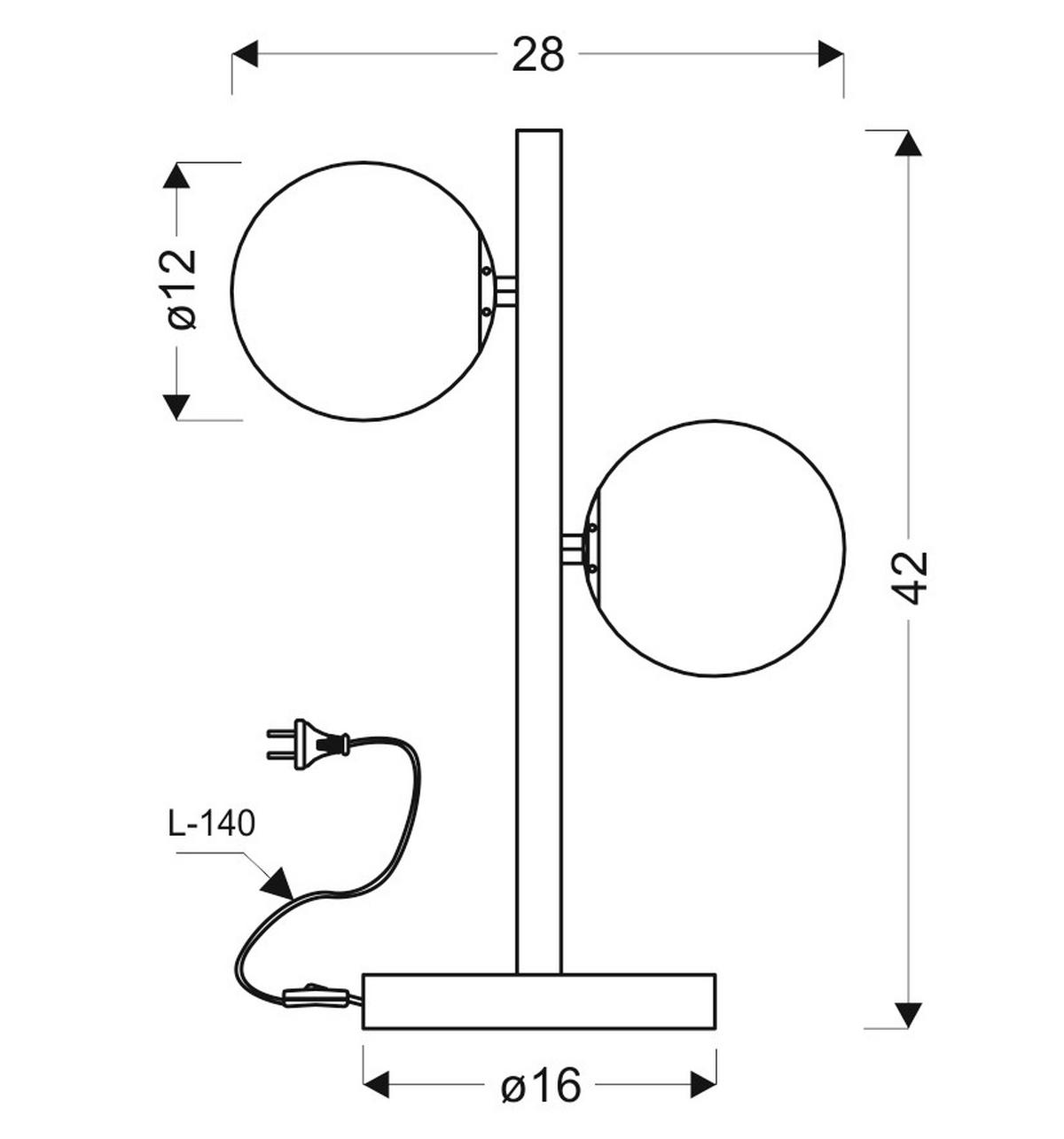Tischleuchte 42-73433 - Messingfarben, KONVENTIONELL, Glas/Metall (28/16/42cm)