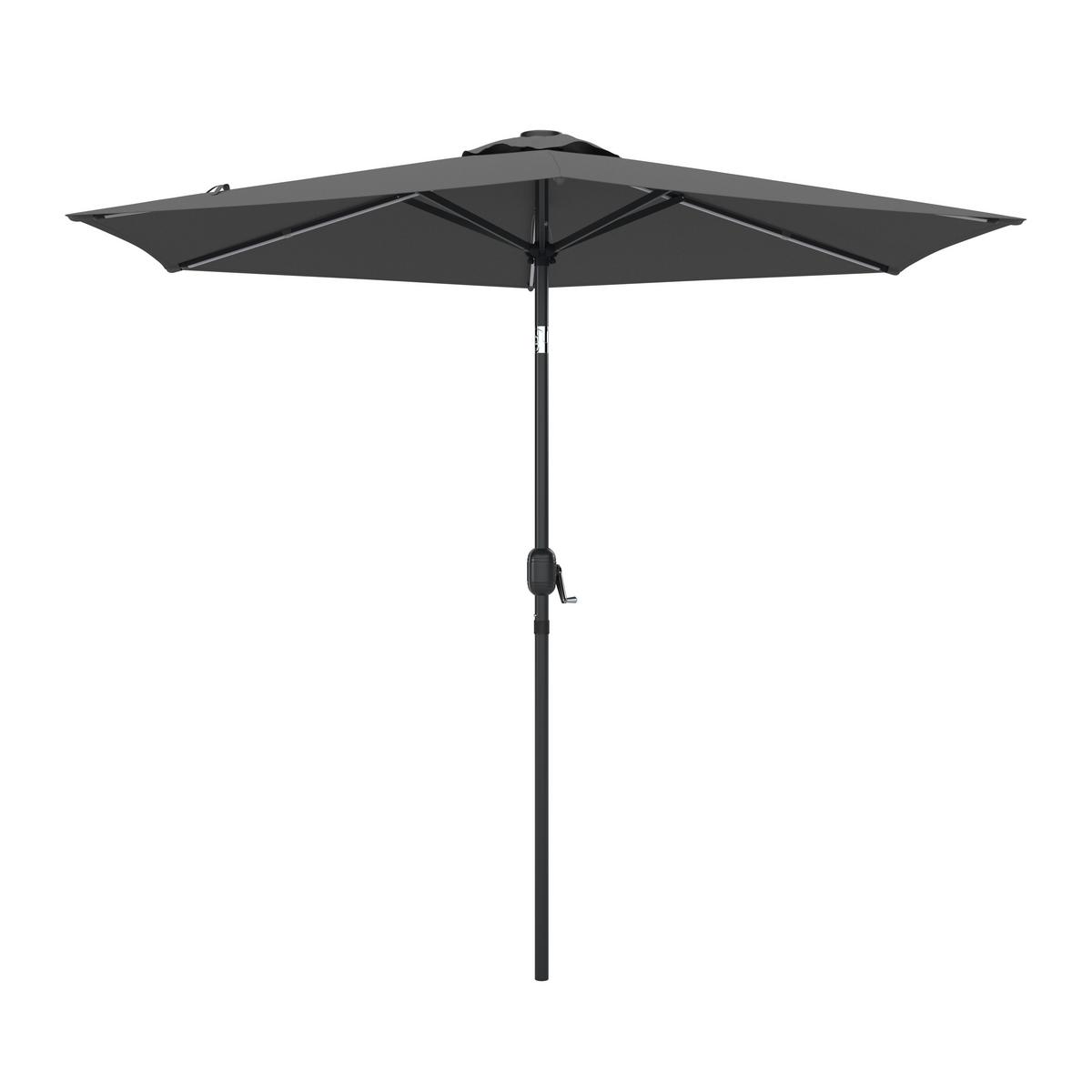 Sonnenschirm Led Dm: 270 Cm Led-Beleuchtung Dunkelgrau - Dunkelgrau, MODERN, Textil/Metall (270/236cm) - Beldano