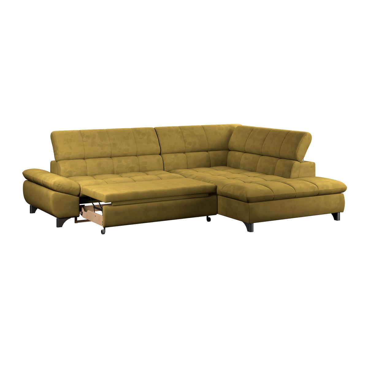 Ecksofa Gemini Senfgelb, B: 312cm - Chromfarben/Senfgelb, KONVENTIONELL, Textil (312/234cm)