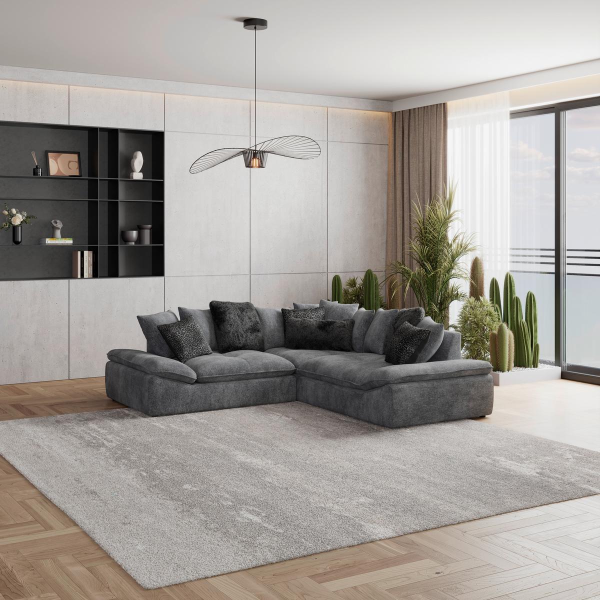 Wohnlandschaft Diun anthrazit, S: 278x278cm - Anthrazit/Schwarz, Trend, Textil (278/278cm) - Luca Bessoni