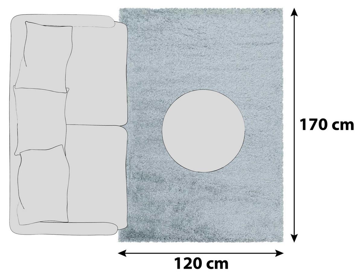 Hochflor Teppich Blau Naturfaser Fluffy 120x170 Cm - Blau, Basics, Textil (120/170cm)