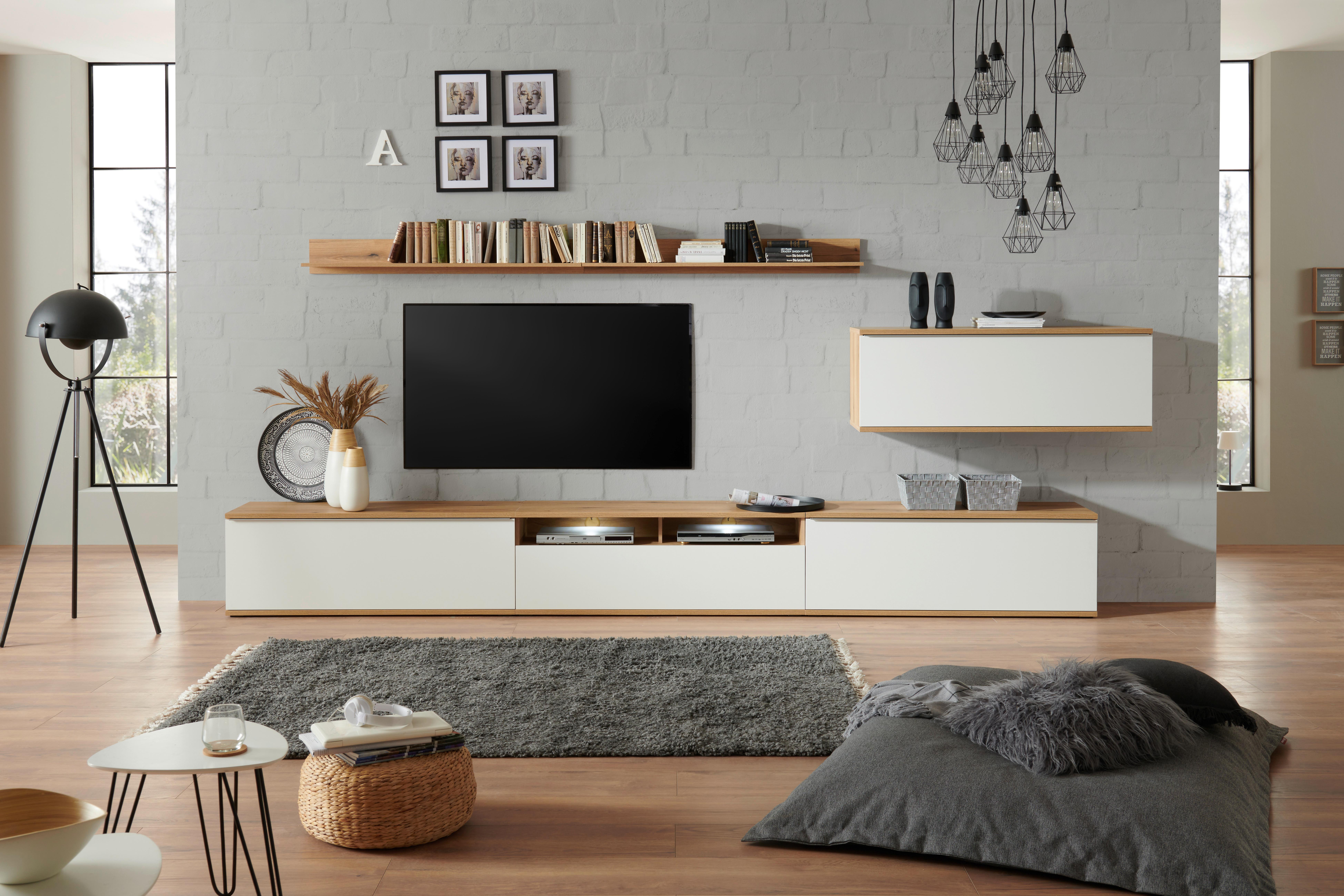 Wohnkombination POWER in Eichefarben und Weiß