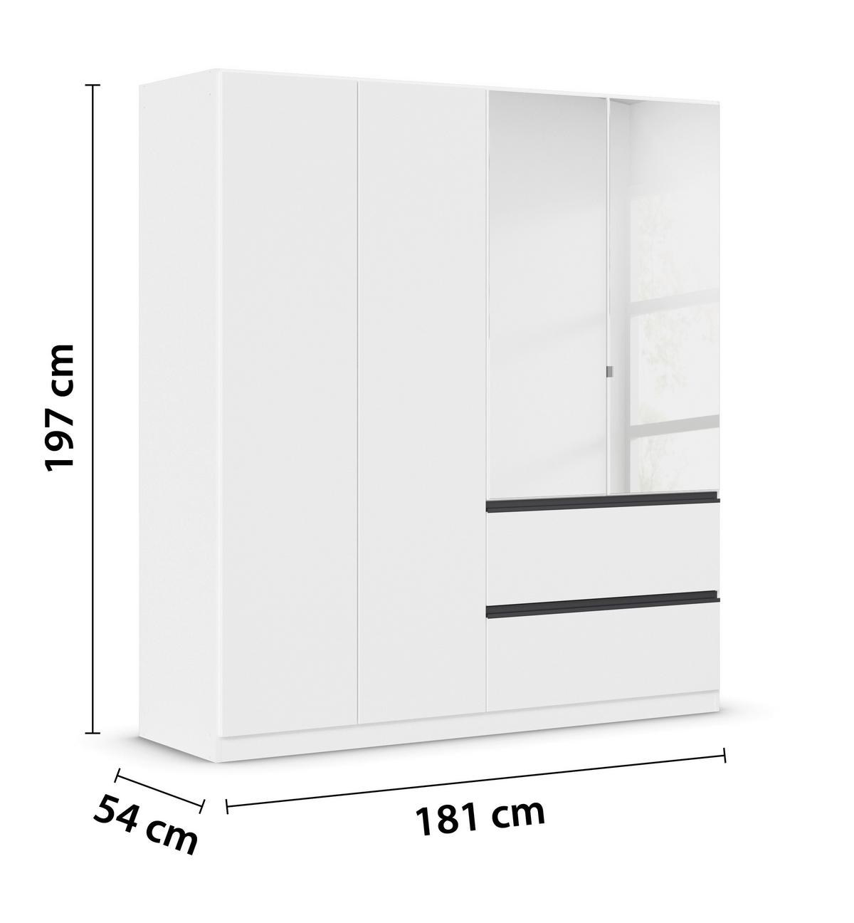 Drehtürenschrank Costa Weiß B: 181 cm - Weiß, MODERN, Holzwerkstoff (181/197/54cm) - Rauch Möbel
