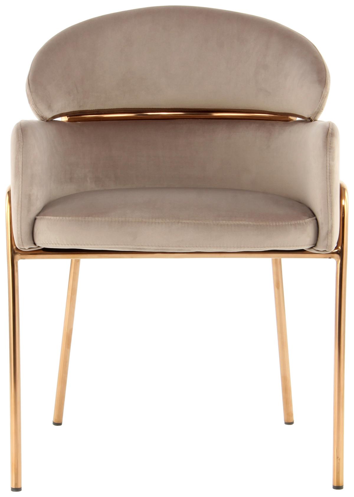 Armlehnstuhl Elva 100 - Taupe/Roségold, MODERN, Textil/Metall (58/79/57cm) - Kayoom