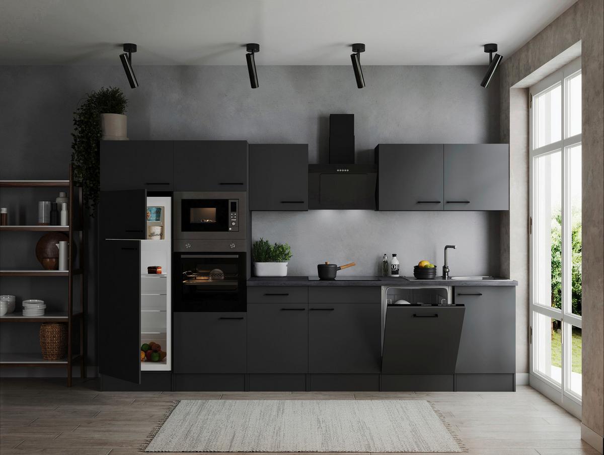 Küchenblock Oliver Dunkelgrau B: 340 cm - Dunkelgrau/Grau, Design, Holzwerkstoff (340cm) - Respekta