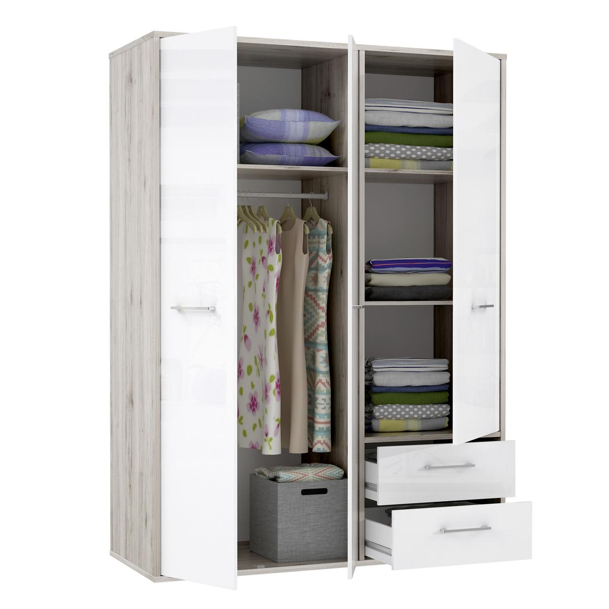 Drehtürenschrank Jandia - Eichefarben/Weiß, KONVENTIONELL, Holzwerkstoff/Kunststoff (147/201,5/60cm) - MID.YOU