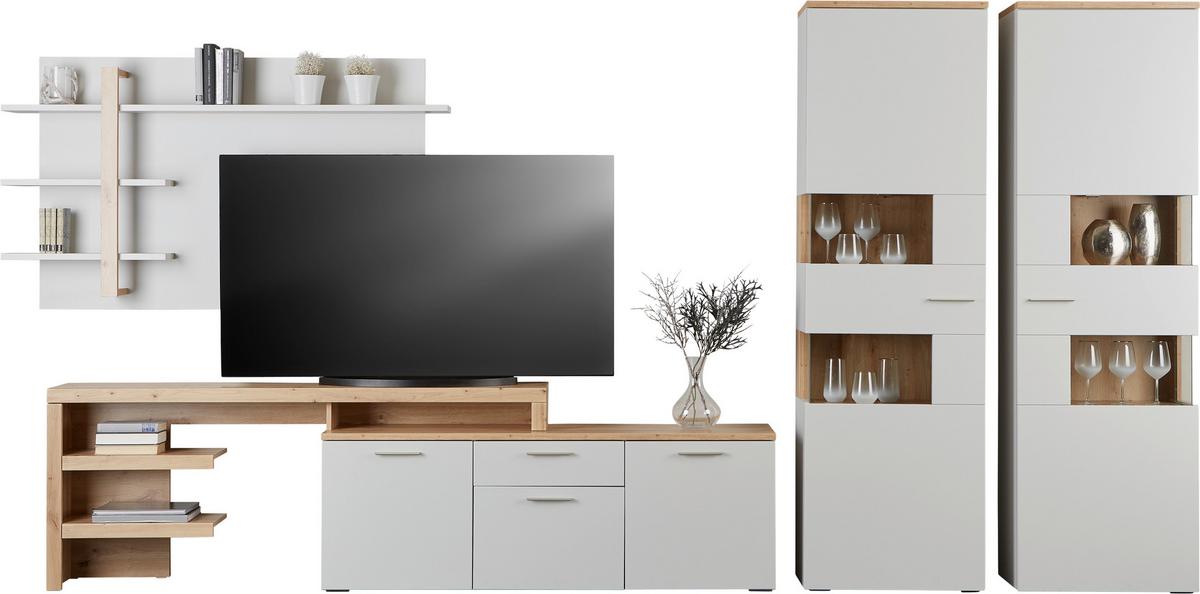 Vitrine Twin B: 60,1 Cm Hellgrau/eiche Artisan Dekor - Eiche Bianco/Eichefarben, MODERN, Holzwerkstoff (60,1/198,4/37,2cm)