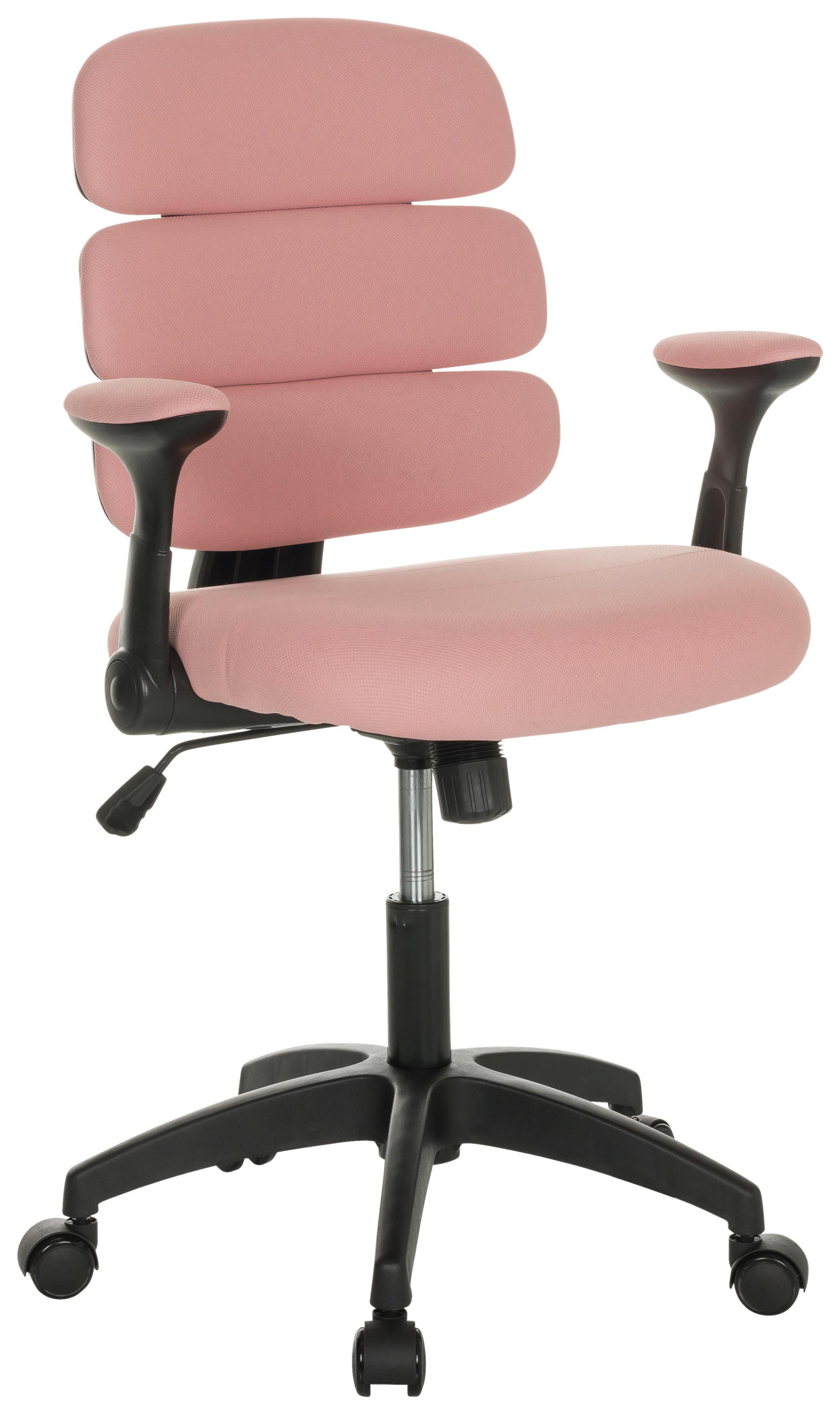 Jugenddrehstuhl Kid Ergolino B mit Armstützen Rosa Bis 100 Kg - Schwarz/Rosa, Basics, Kunststoff/Textil (62/86-97/62cm) - MID.YOU