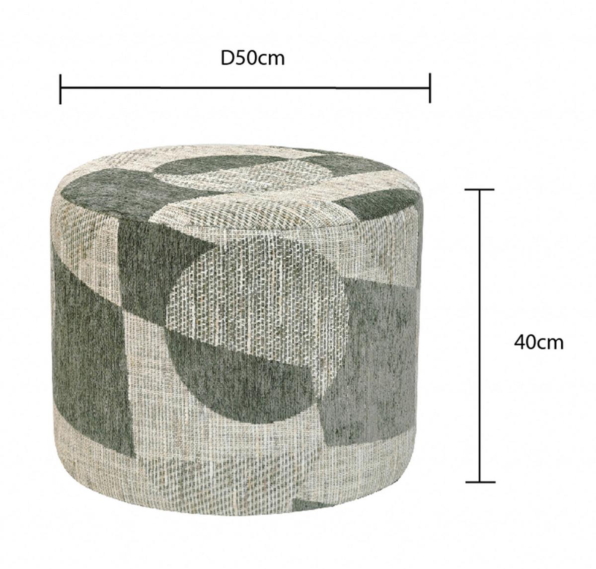 Taburet MARLON, šedozelený žakár - bílá/šedozelená, Lifestyle, kompozitní dřevo/textil (50/50/40cm) - Premium Living