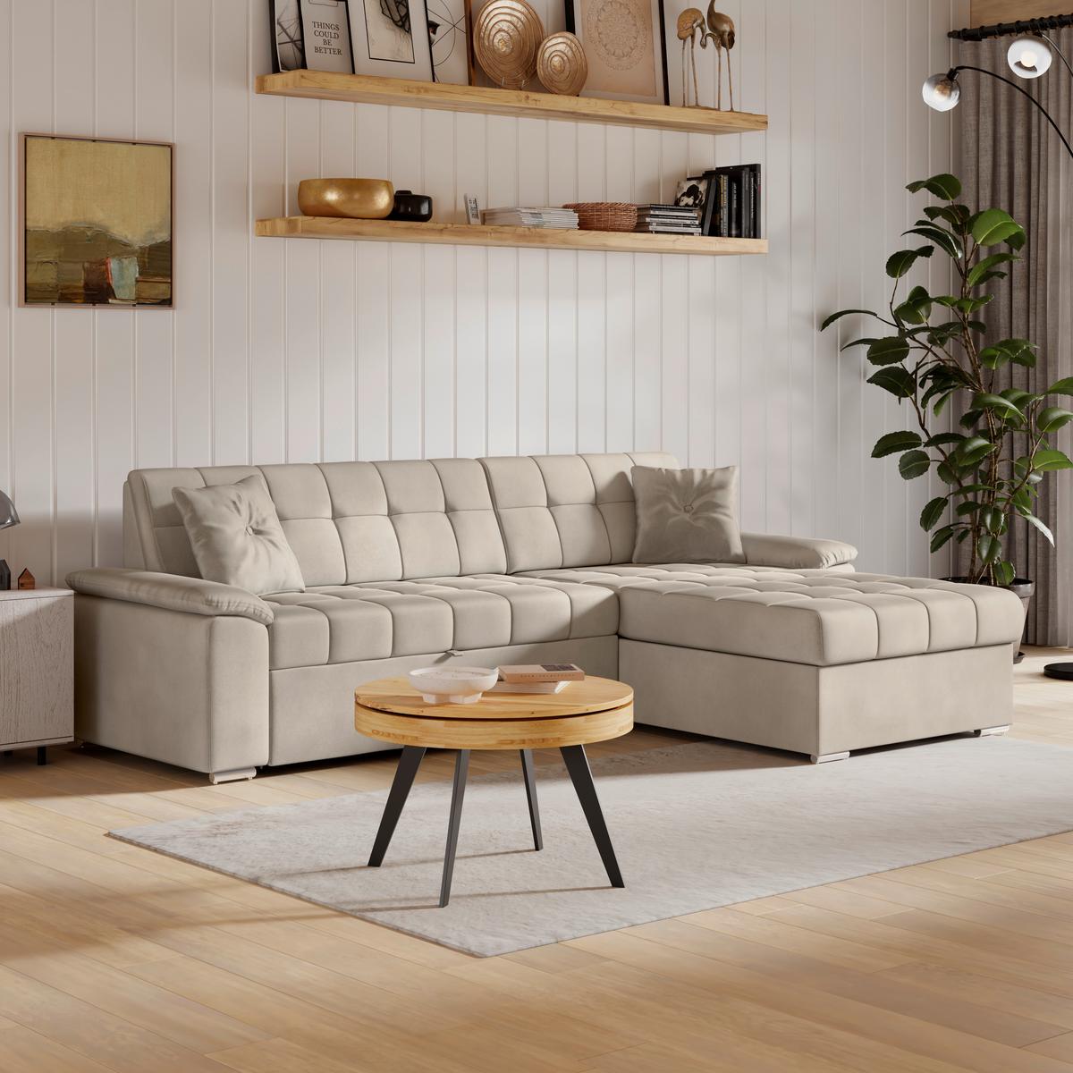 Ecksofa Bali grau, 257x167cm - Beige, Trend, Textil (257/167cm) - Livetastic