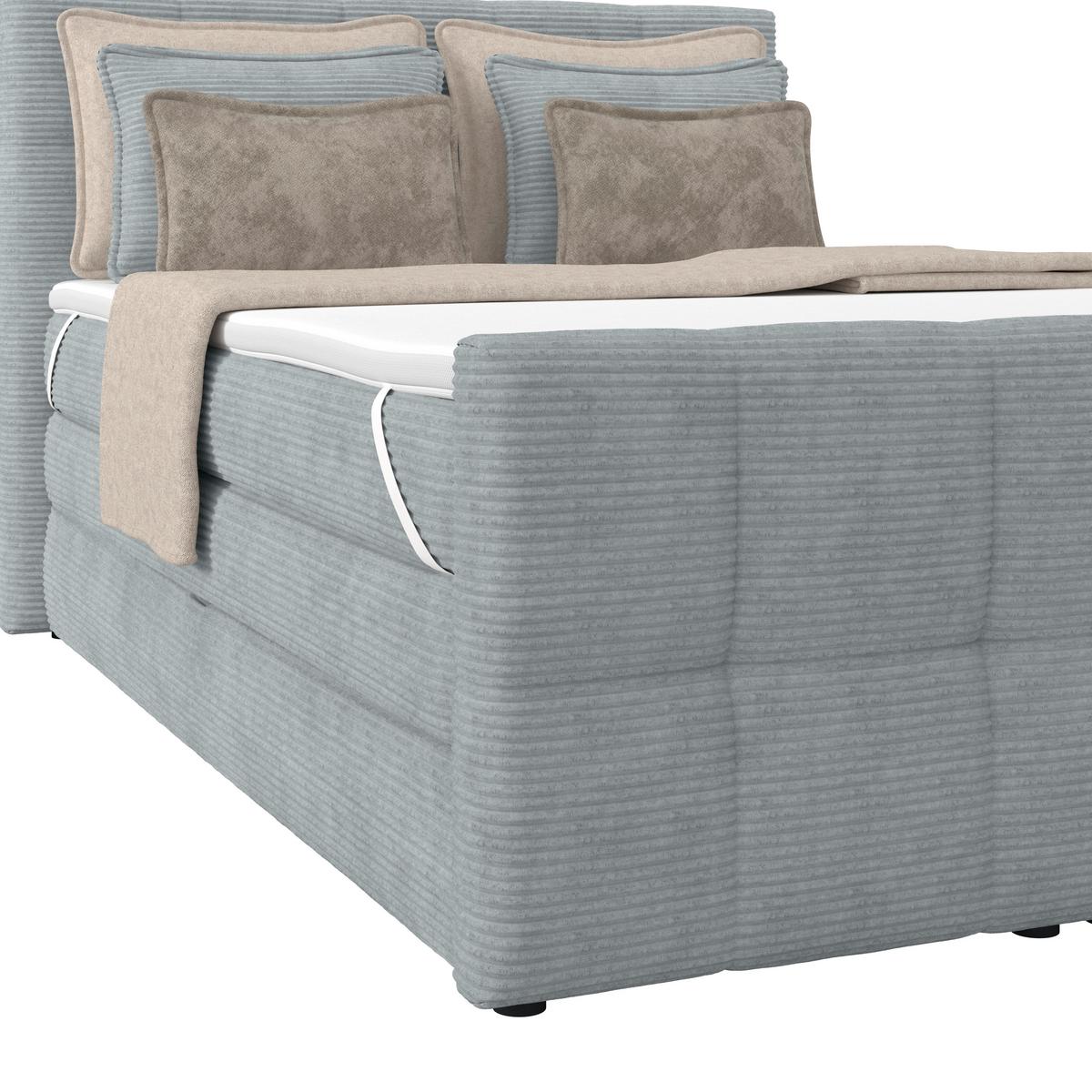 Boxspringbett mit Topper und Bettkasten 140x200 Medino - Silberfarben, KONVENTIONELL, Holz/Holzwerkstoff (140/200cm)